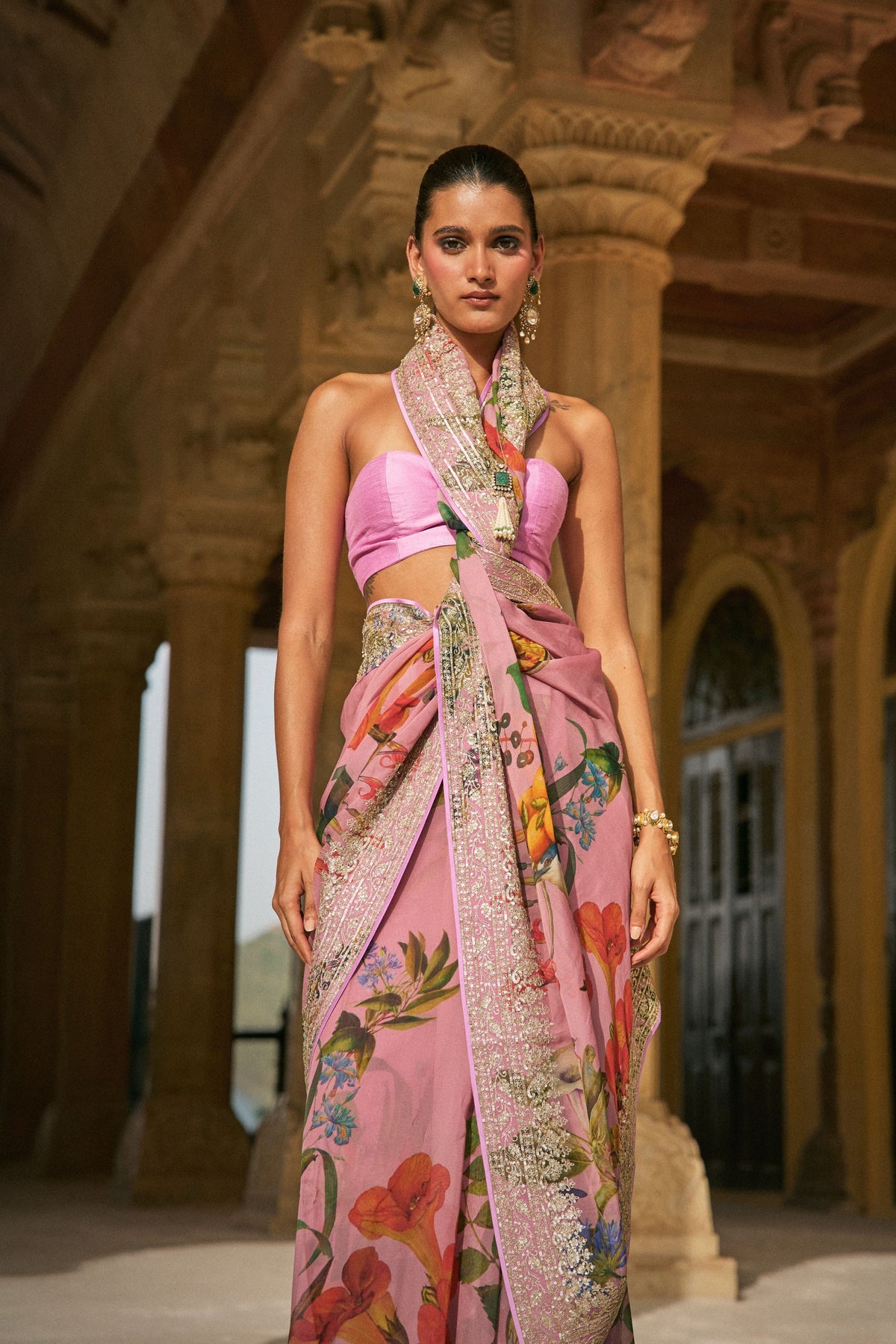 Pink Ruh Printed Saree