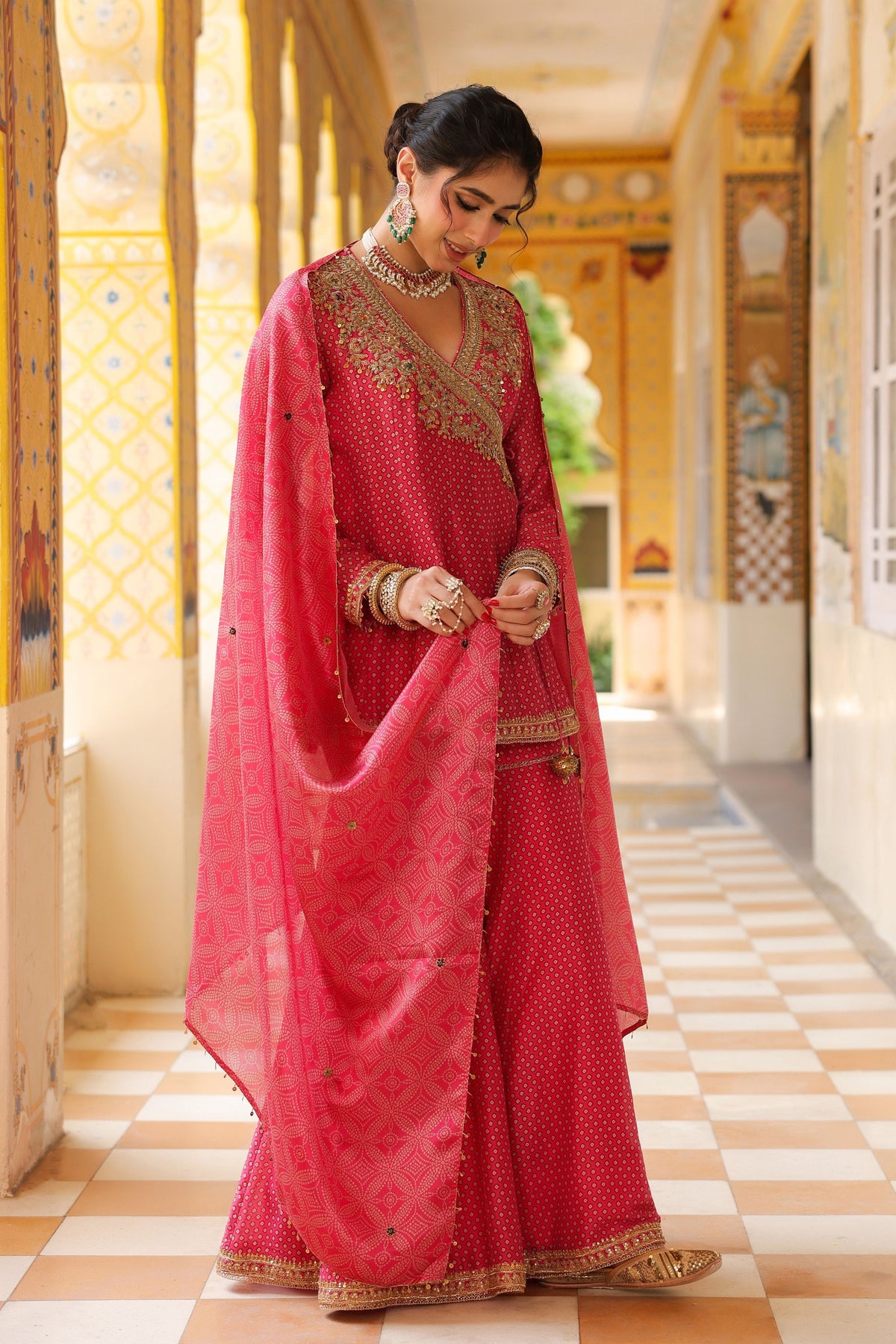 Ahista Pink Angrakha Sharara Set
