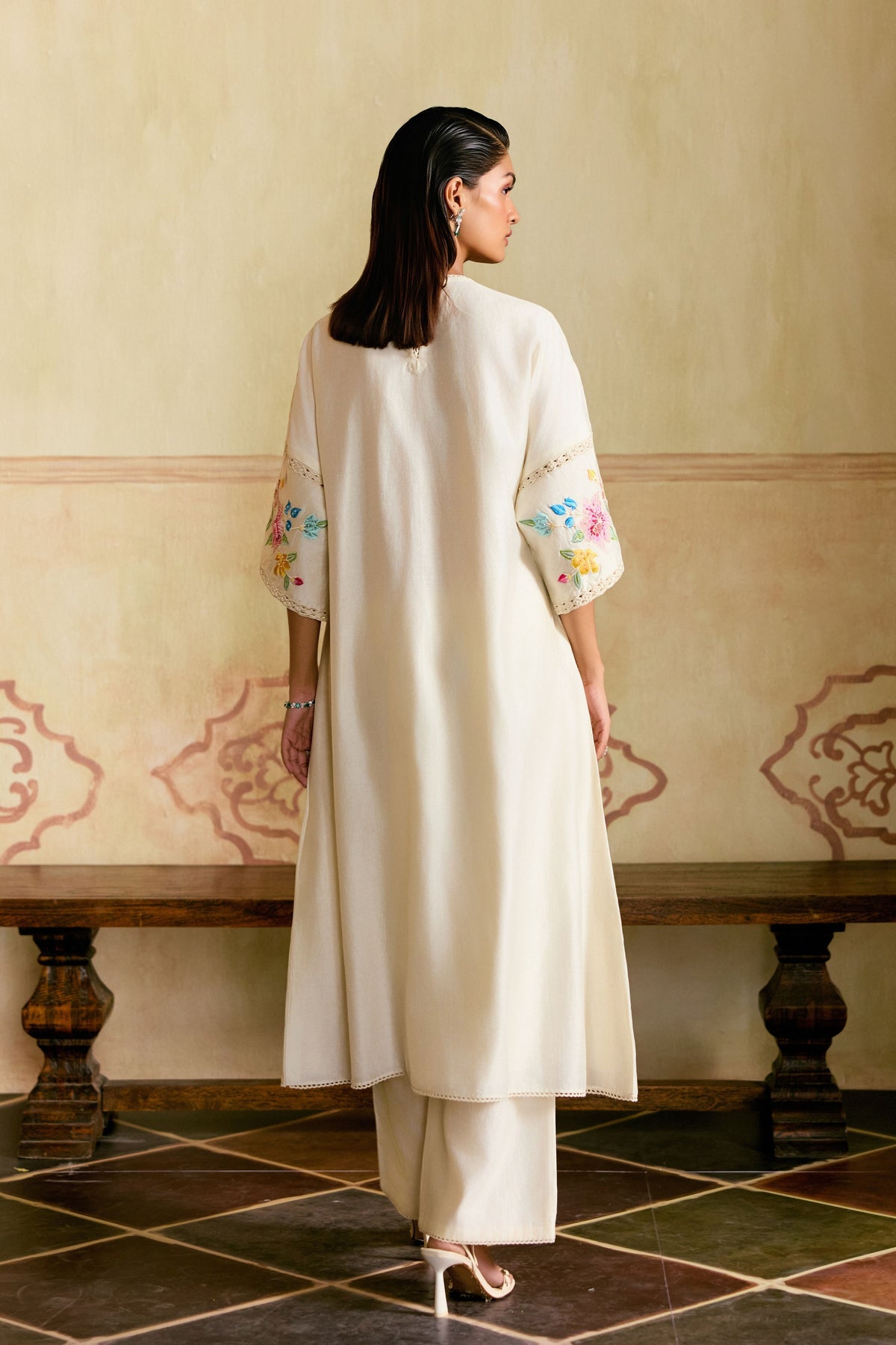 Mosaic Floral Kurta With Pants
