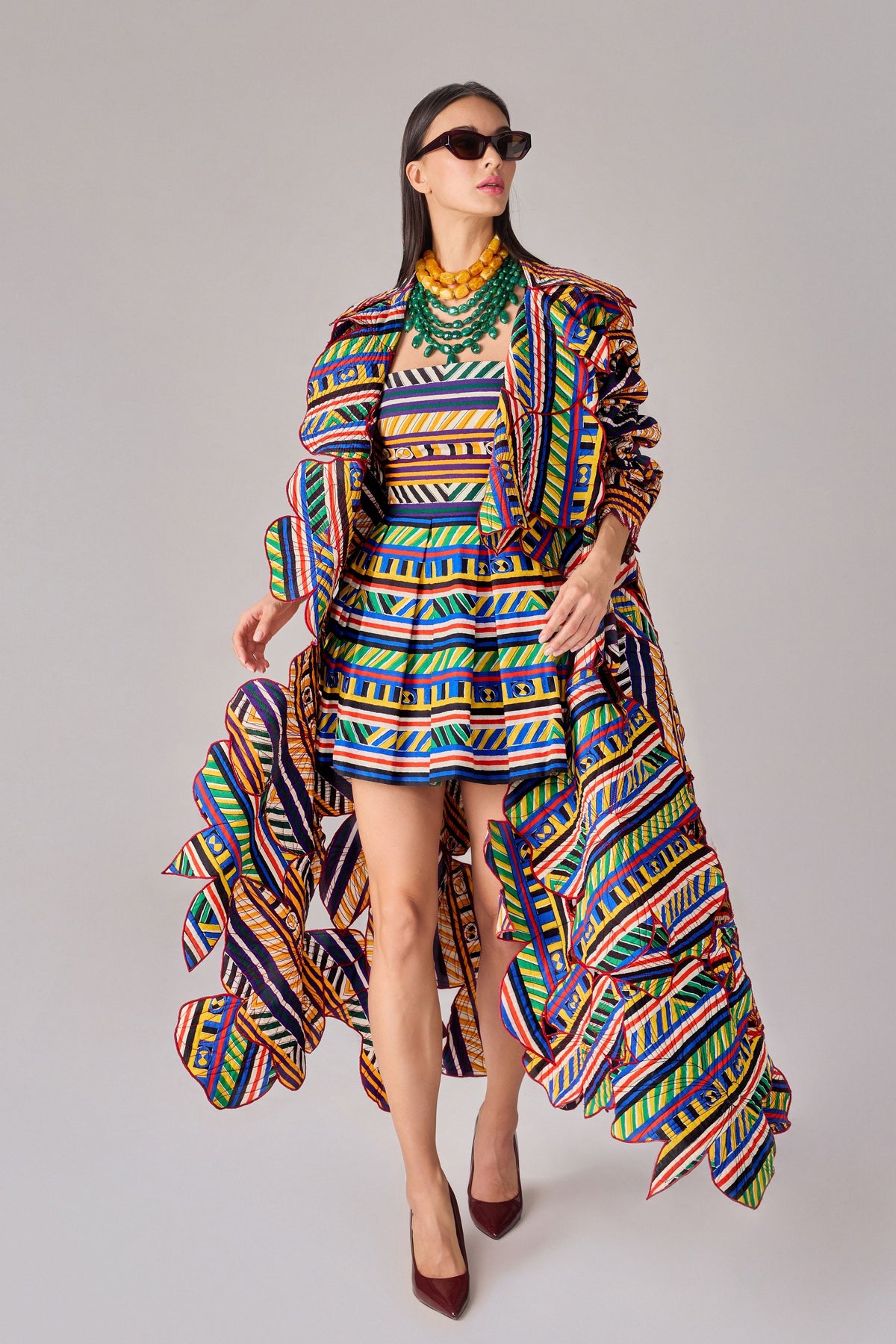 Green Yellow Stripe Fifi Dress
