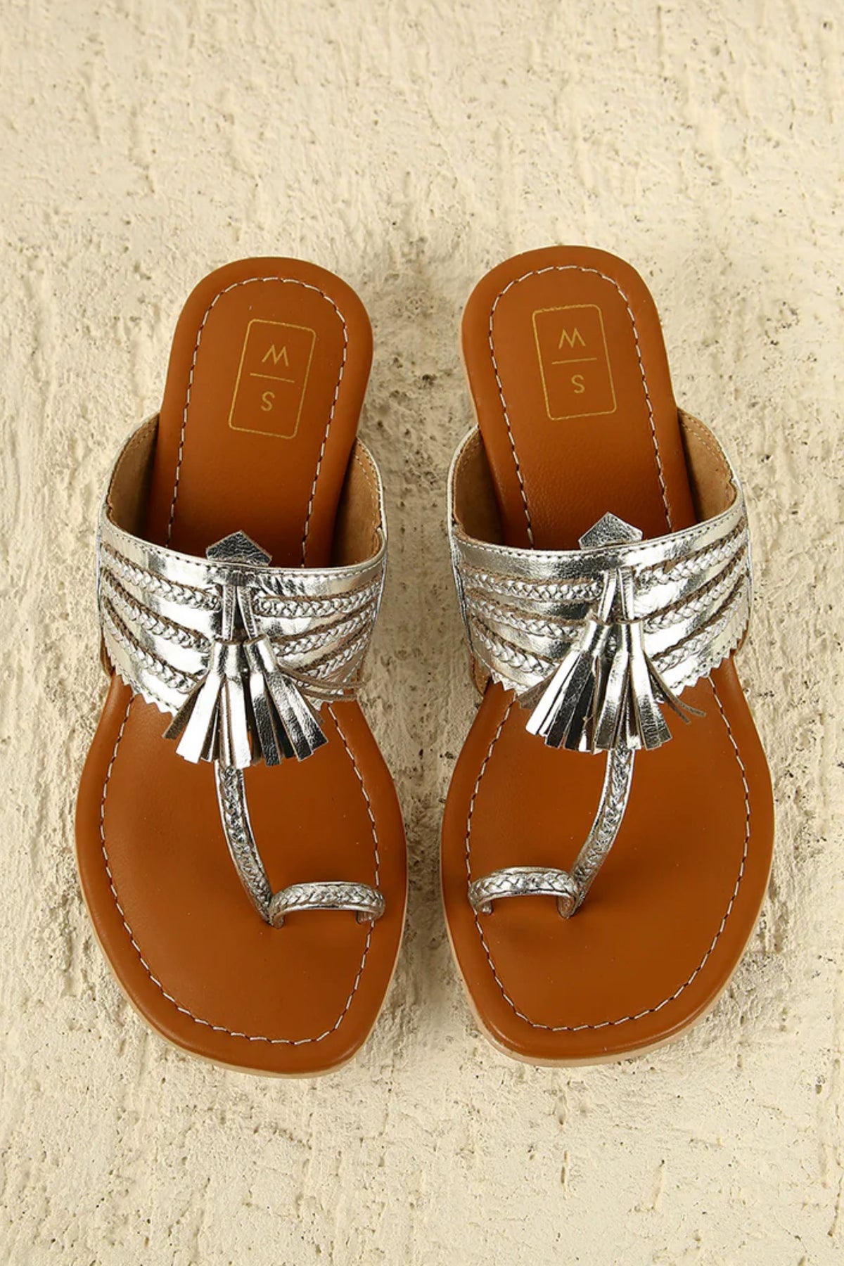 Chandni Silver Small Heel Sandals