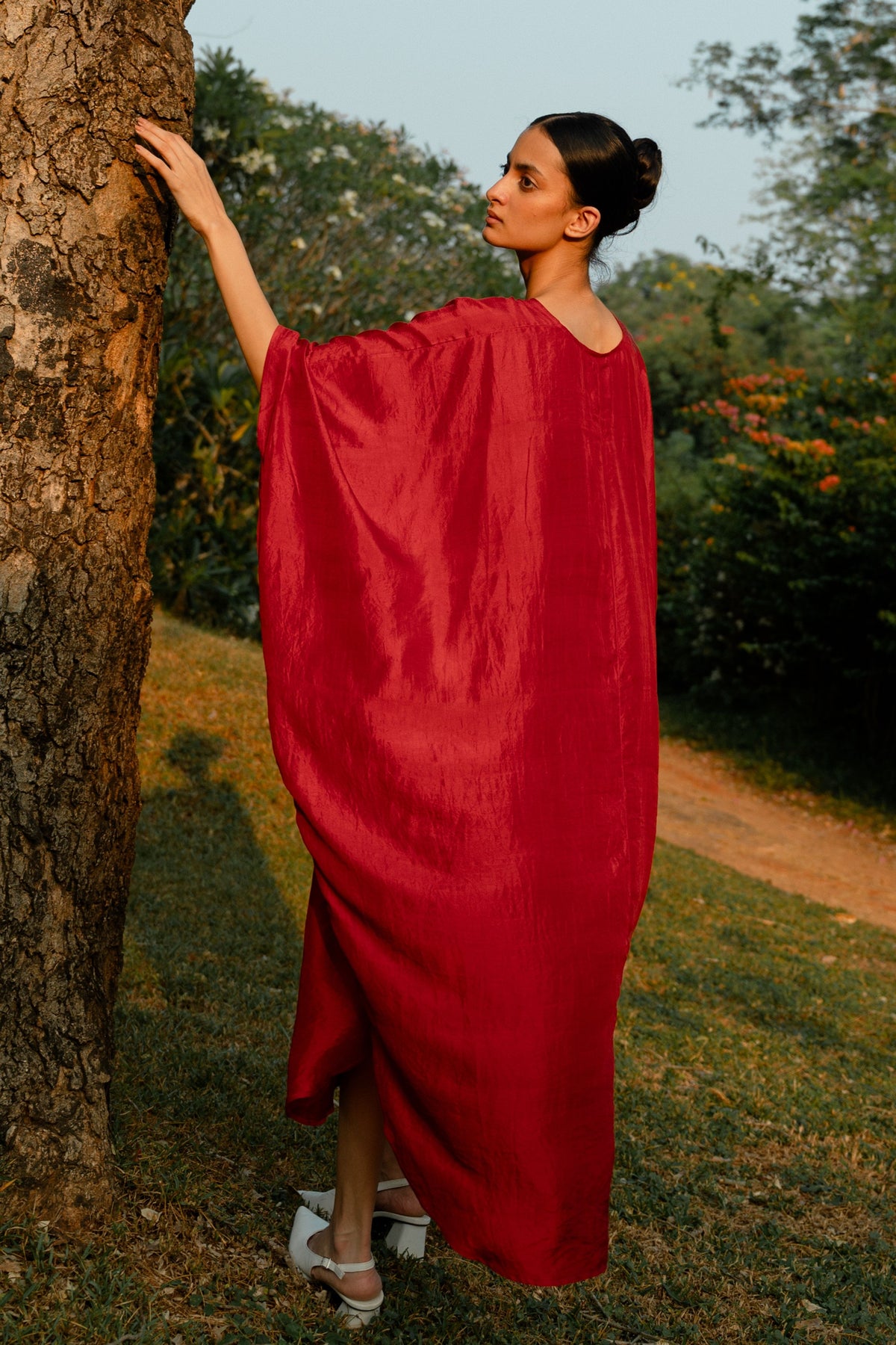 Crimson Red Pondy Kaftan