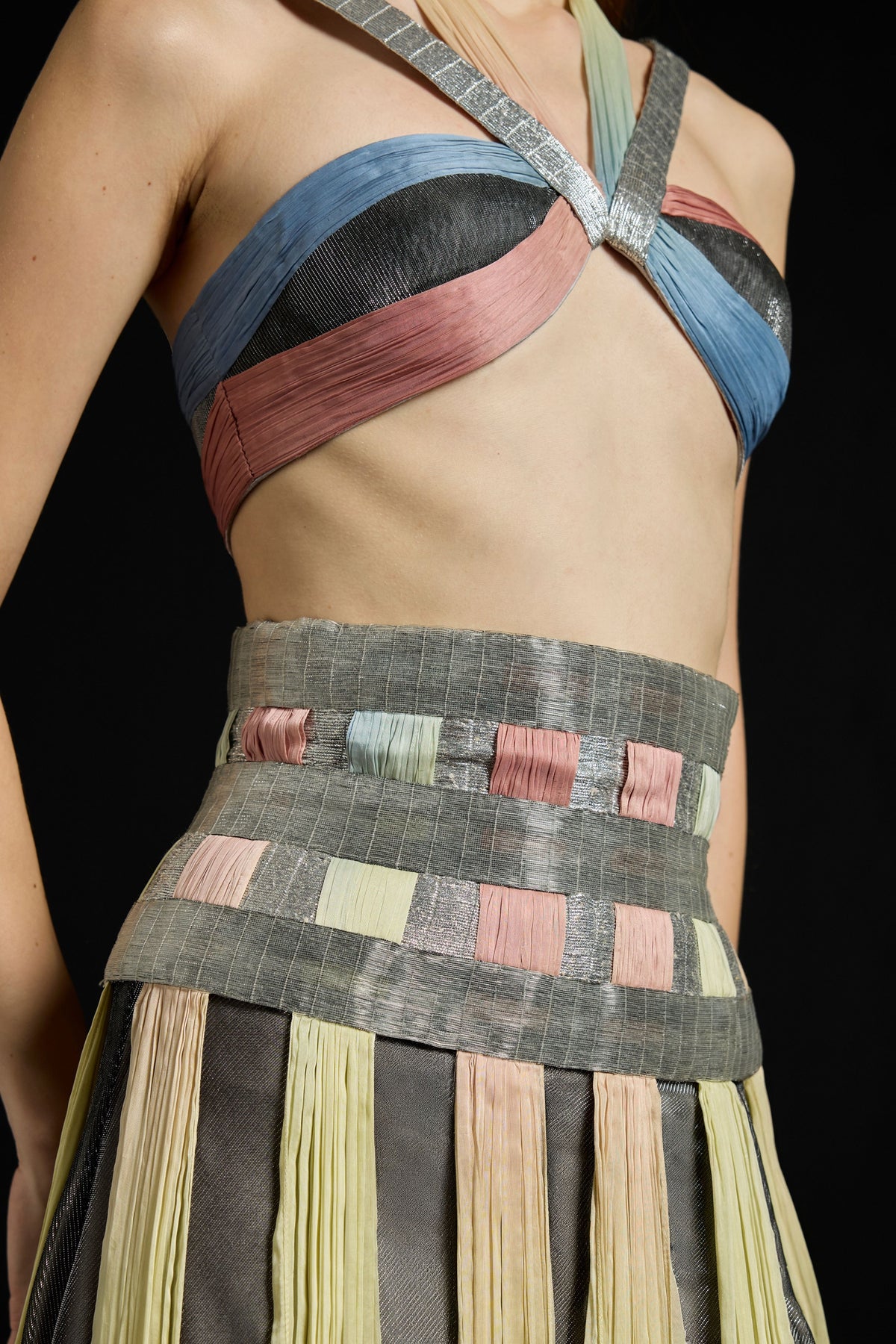 Multicolor Interwoven Halter Ensemble