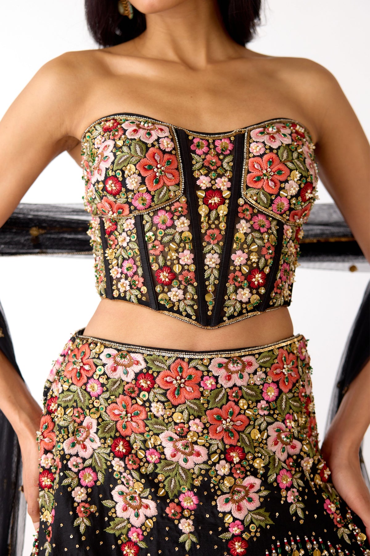 Black Embroidered Lehenga Set