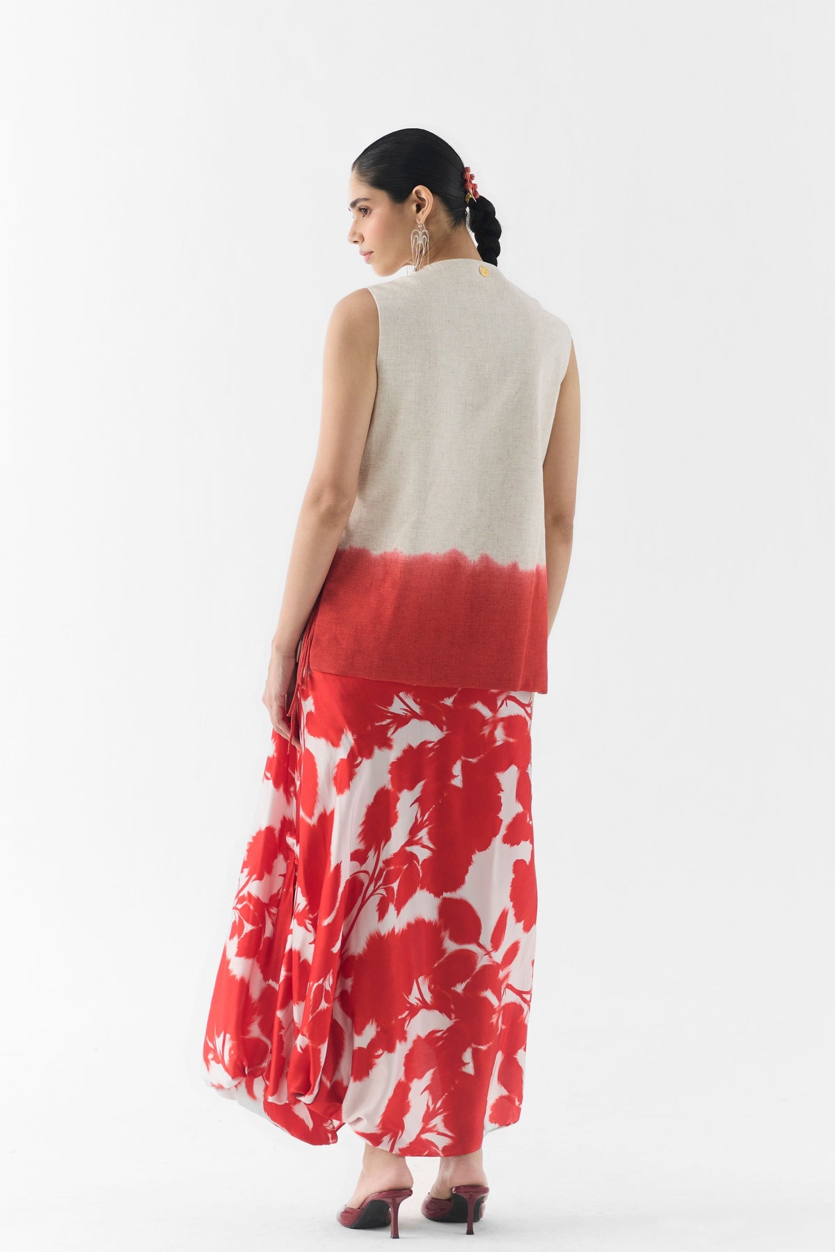 Red Ink Vest Skirt Set