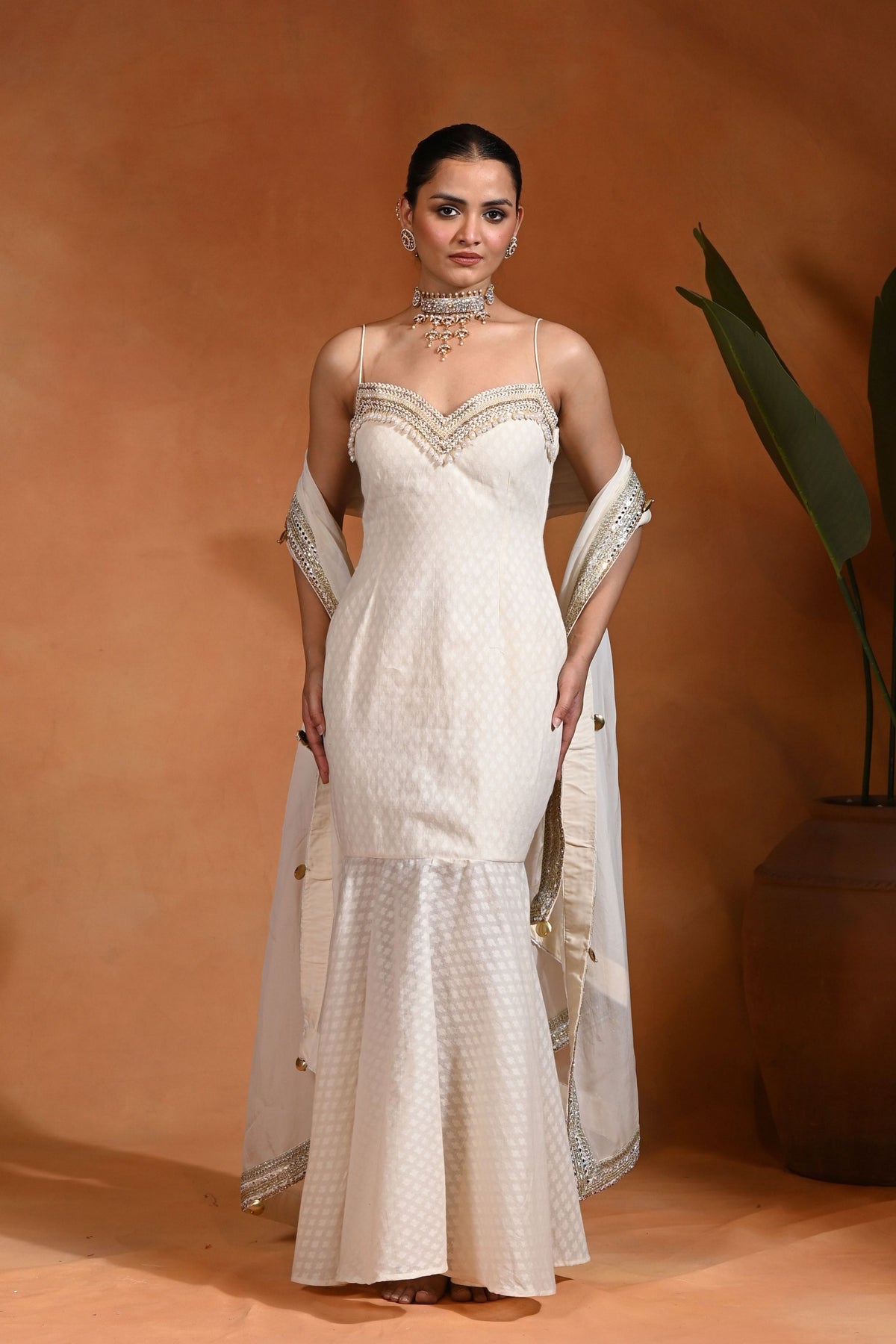 Ivory Gold Saaj Gown