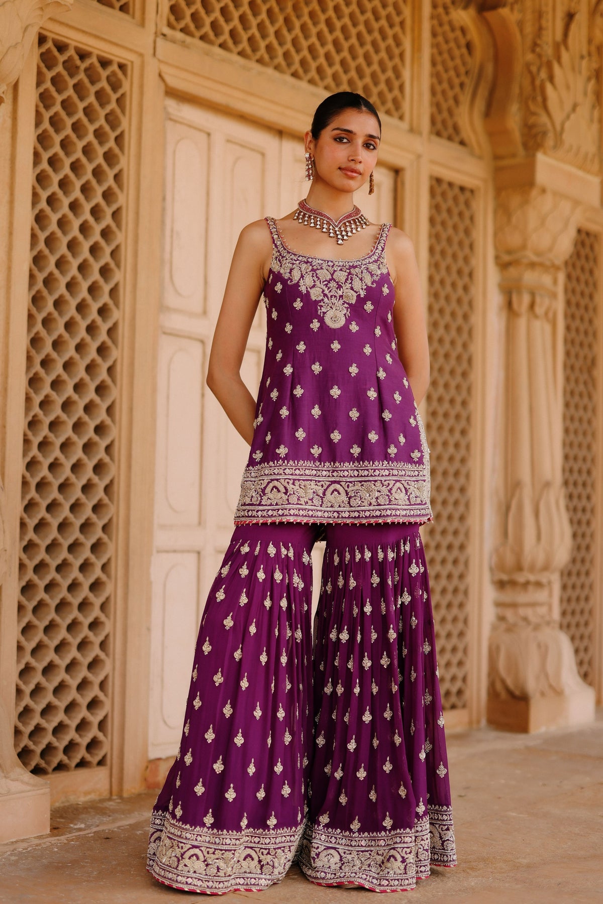 Shahbano Purple Sharara Set