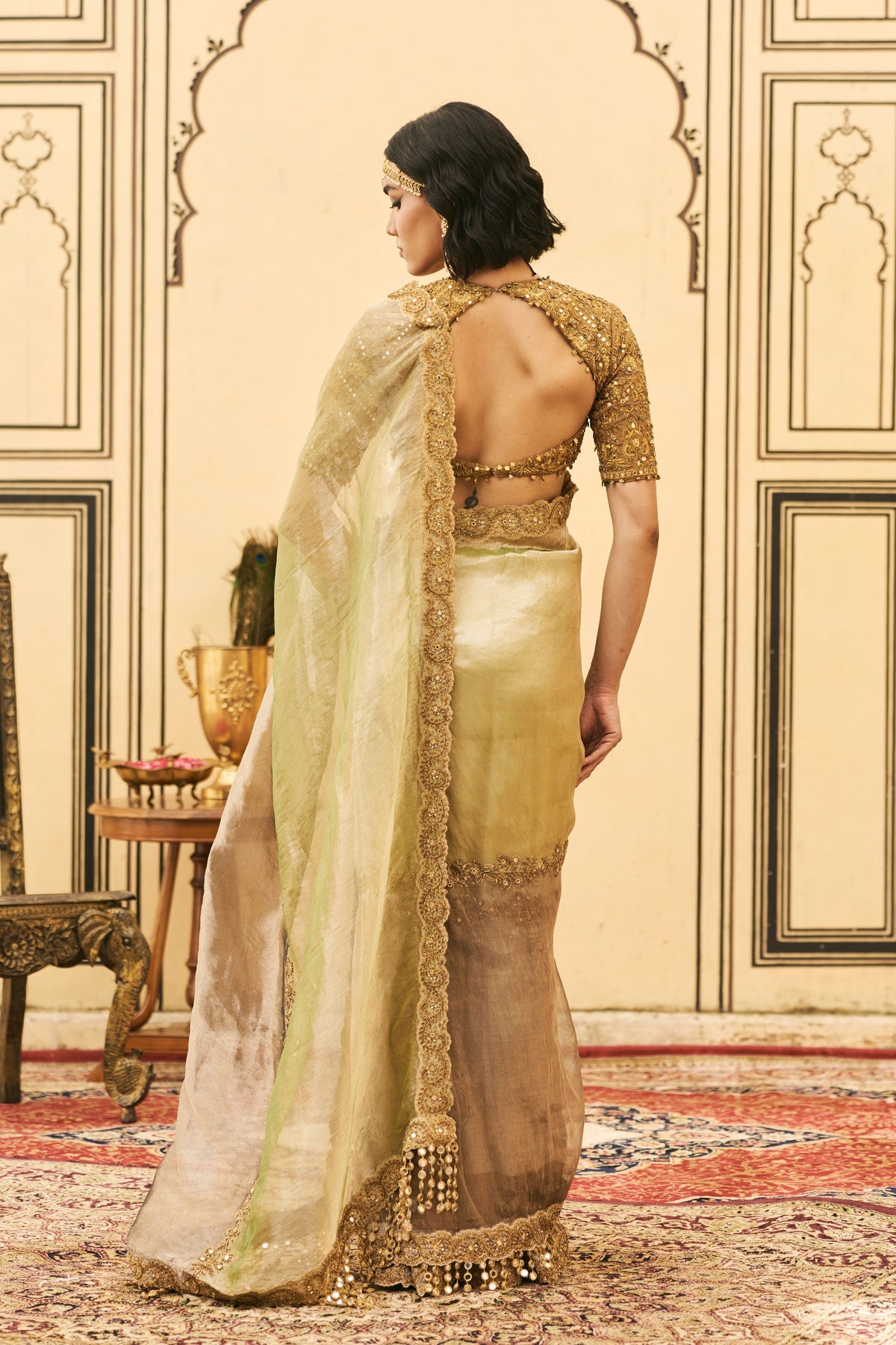 Shyama Zardosi Saree Set
