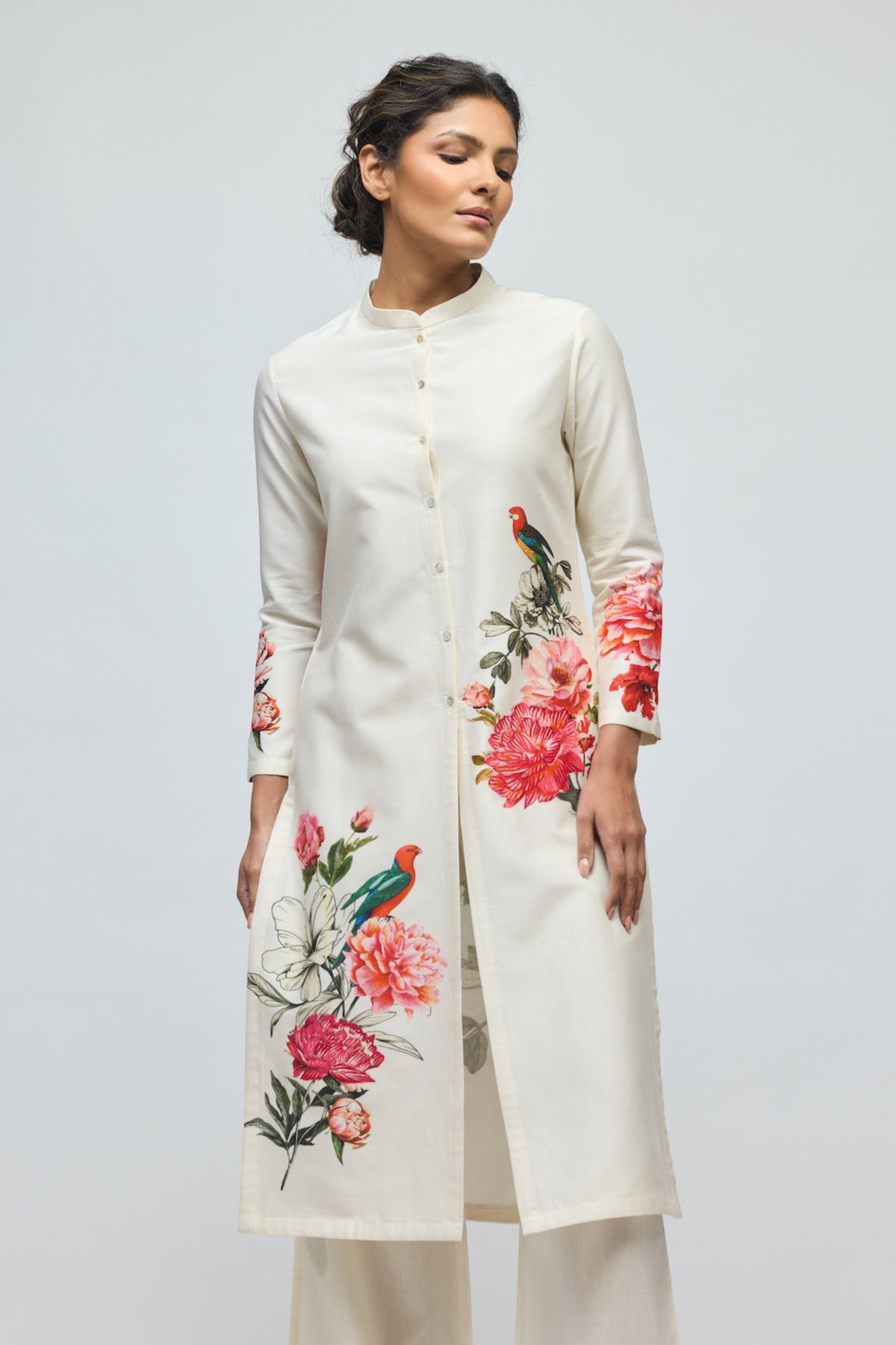 Chanderi Floral Printed Tunic Set