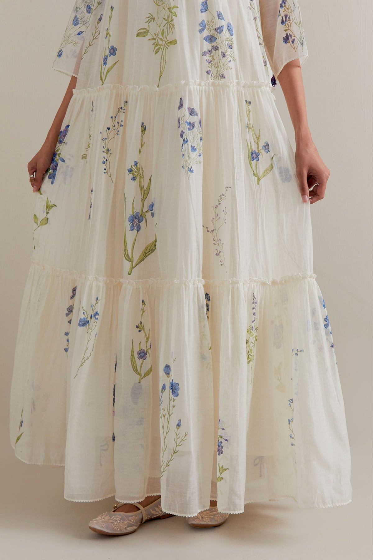 Quilted Yoke Floral Kurta Set