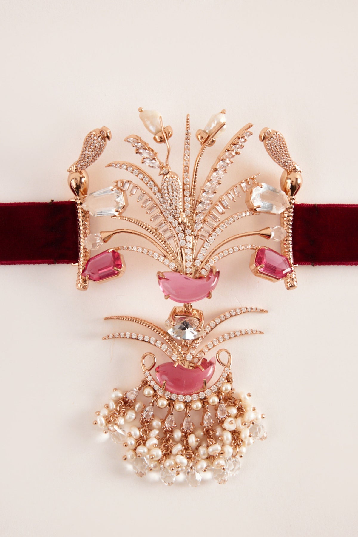 Le Sunset Fish Velvet Choker in Vintage Rose