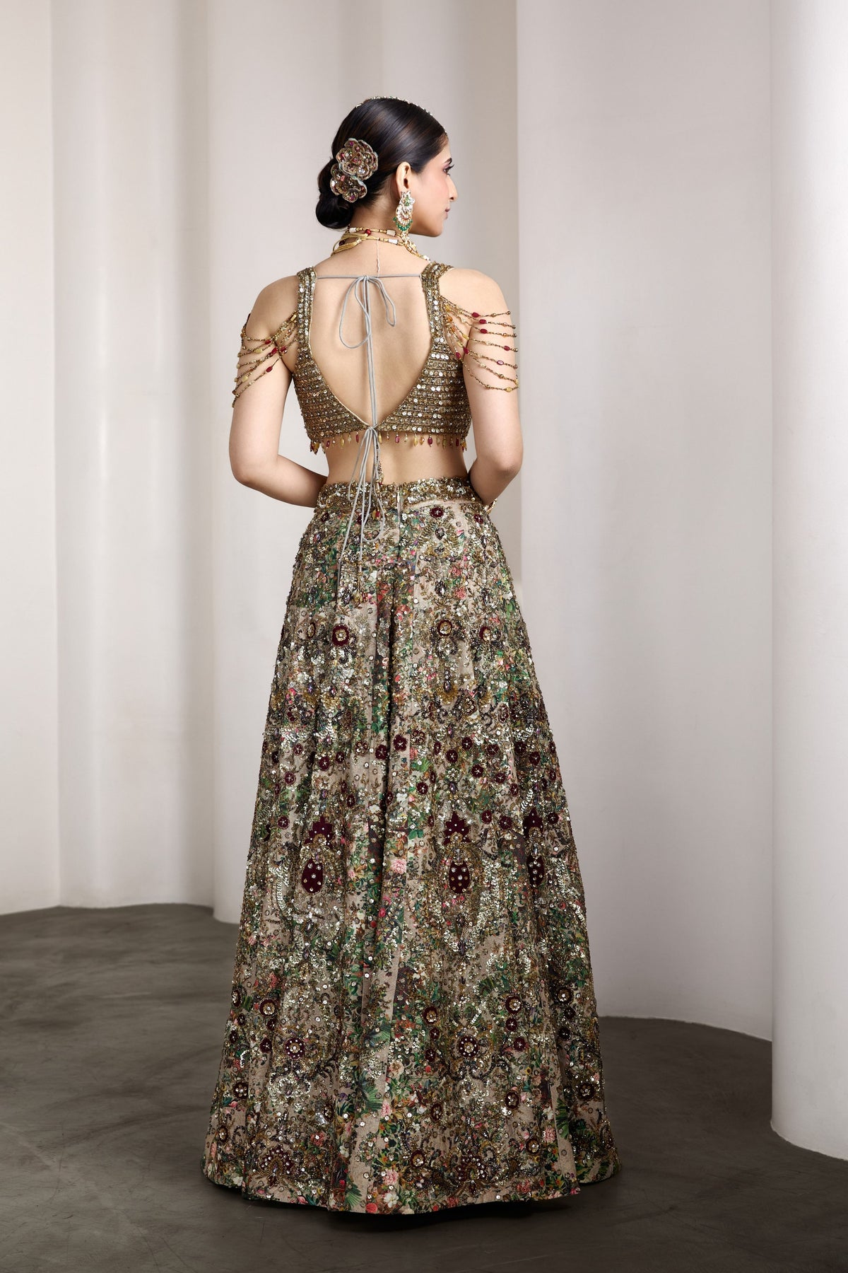 Velvet Embroidered Lehenga Set