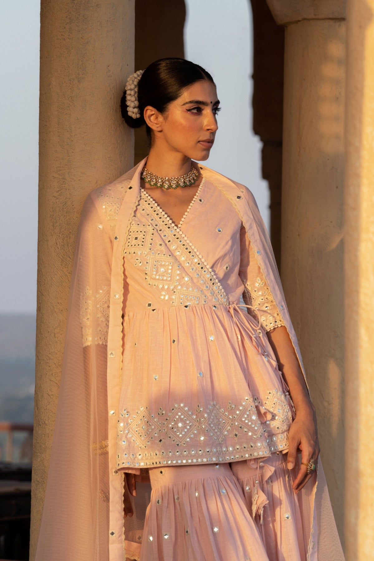 Blush Pink Diamond Sharara Set