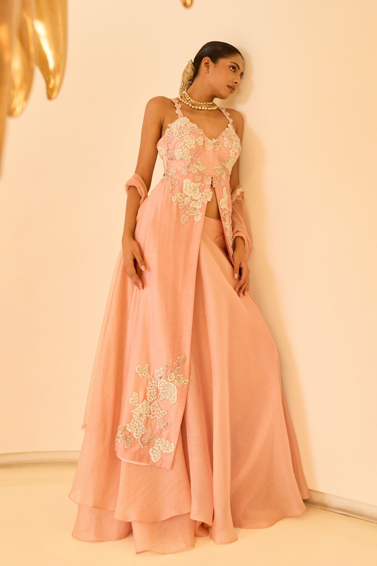 Peach Anarkali Set