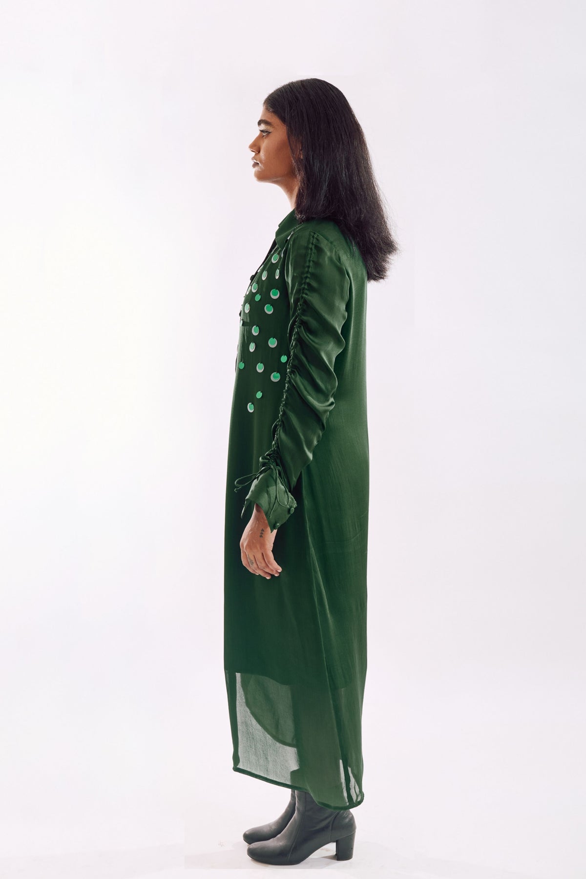 Green Drapped Sequin Dress