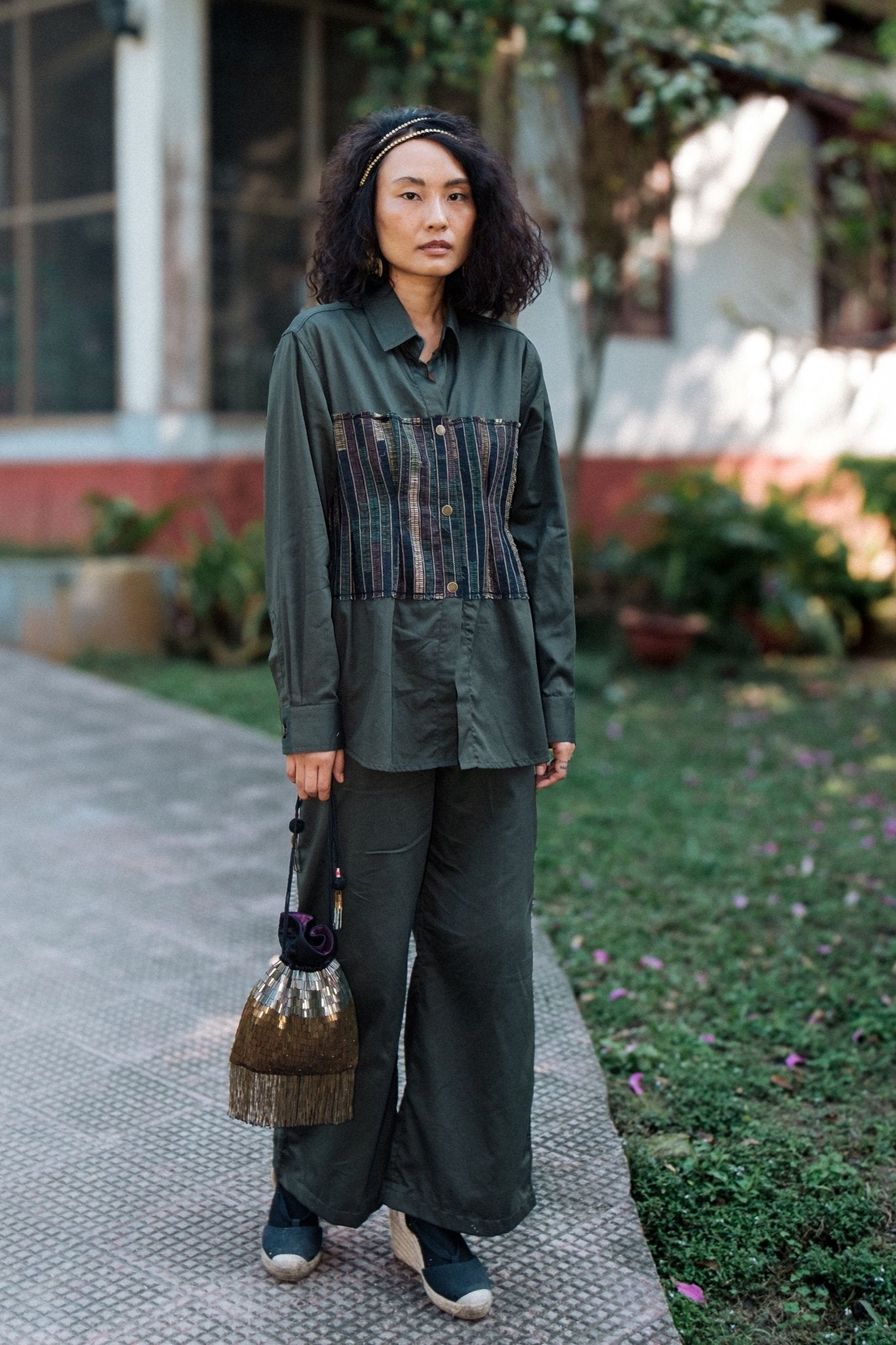 Upcycled Hunza Green Shirt - The Terra Tribe - Elahe