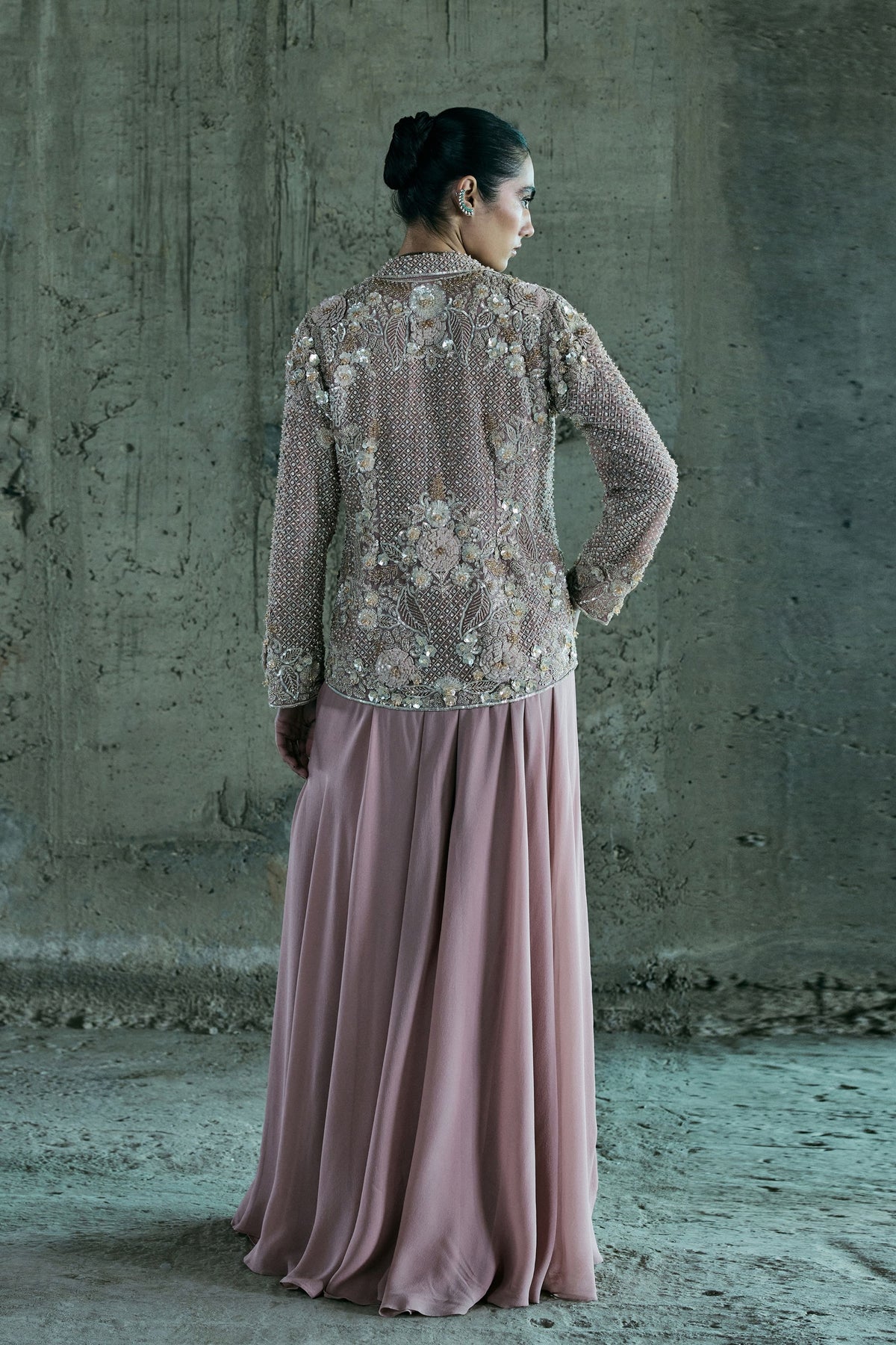 Rose Gold Embroidered Blazer Set