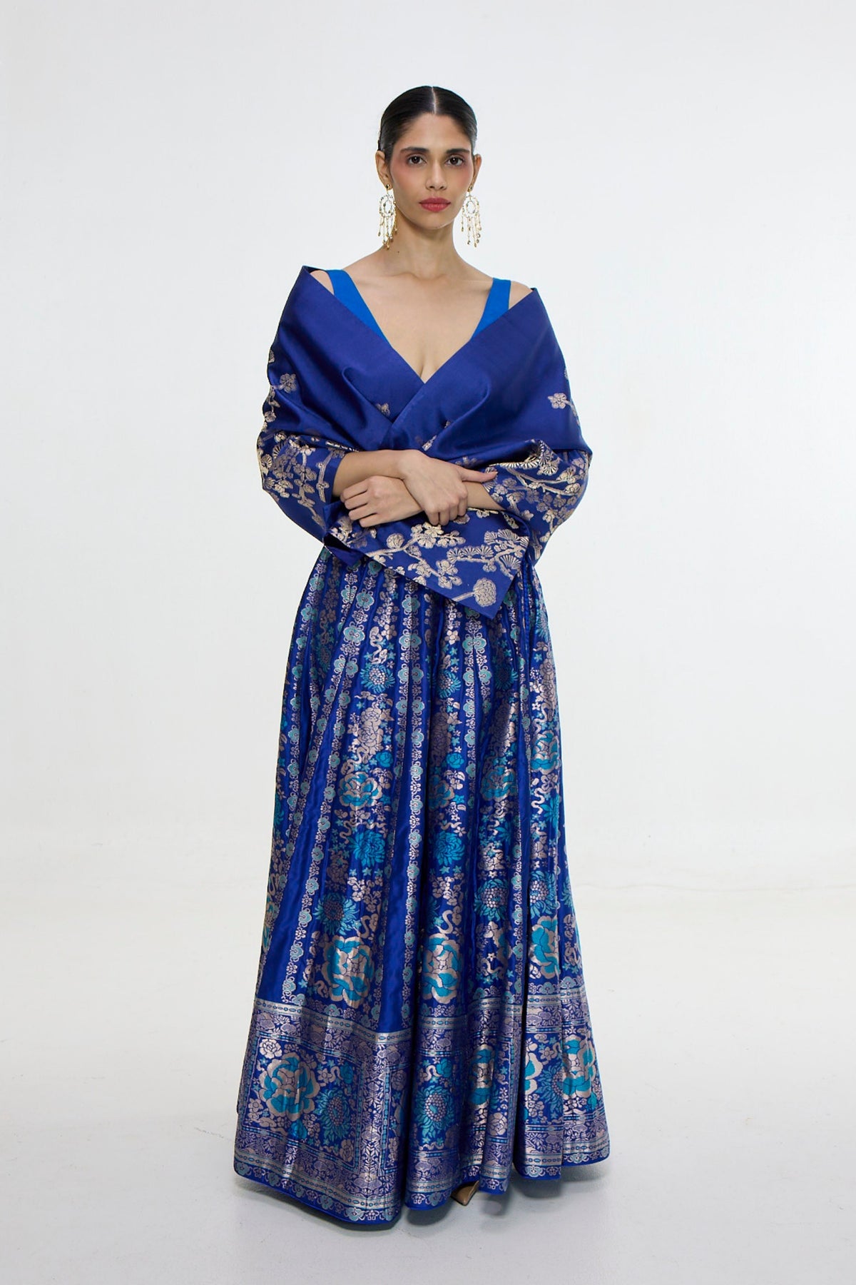Handwoven Royal Blue Silk  Shawl