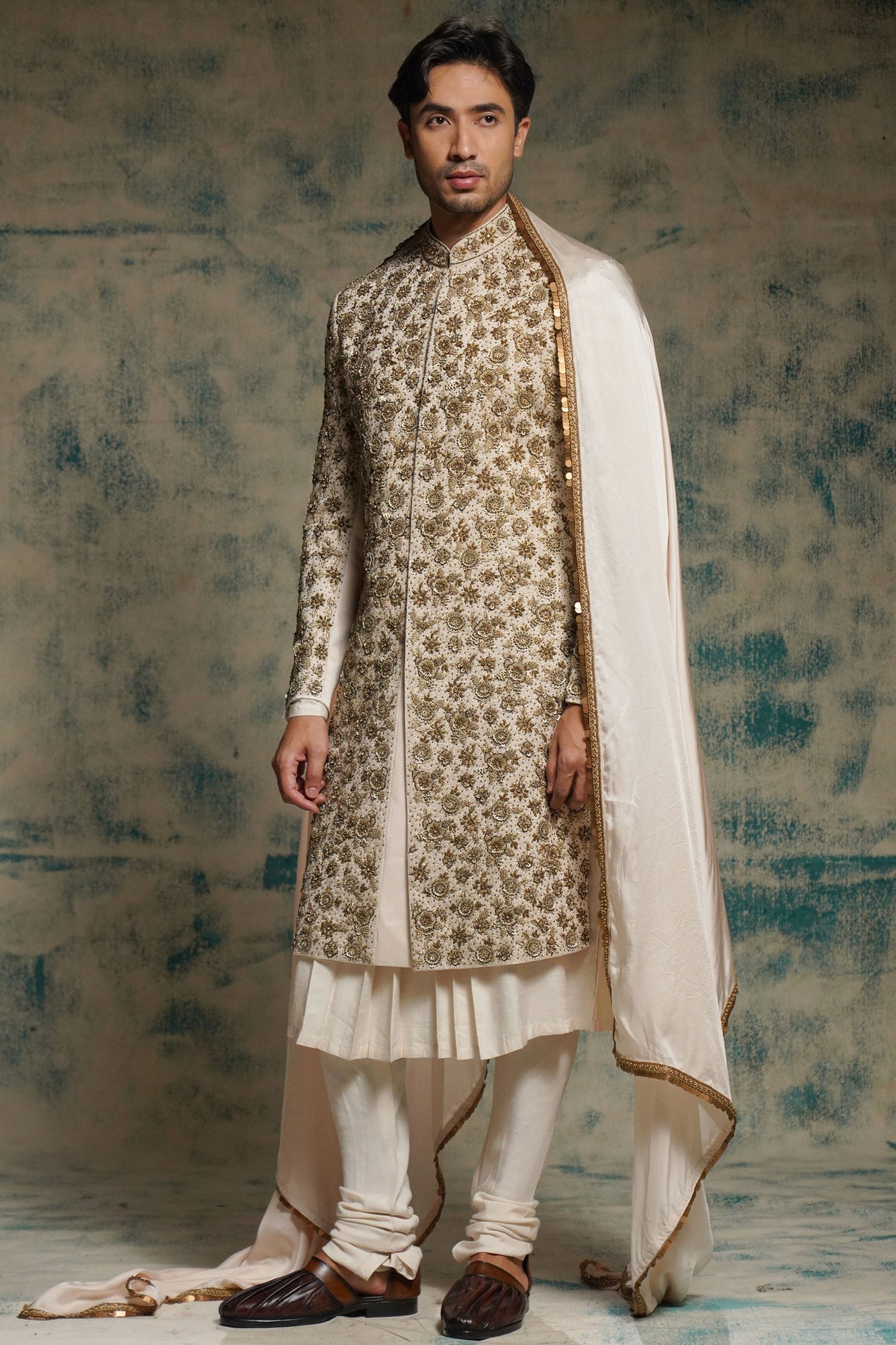 Apricot Ivory Sherwani Set