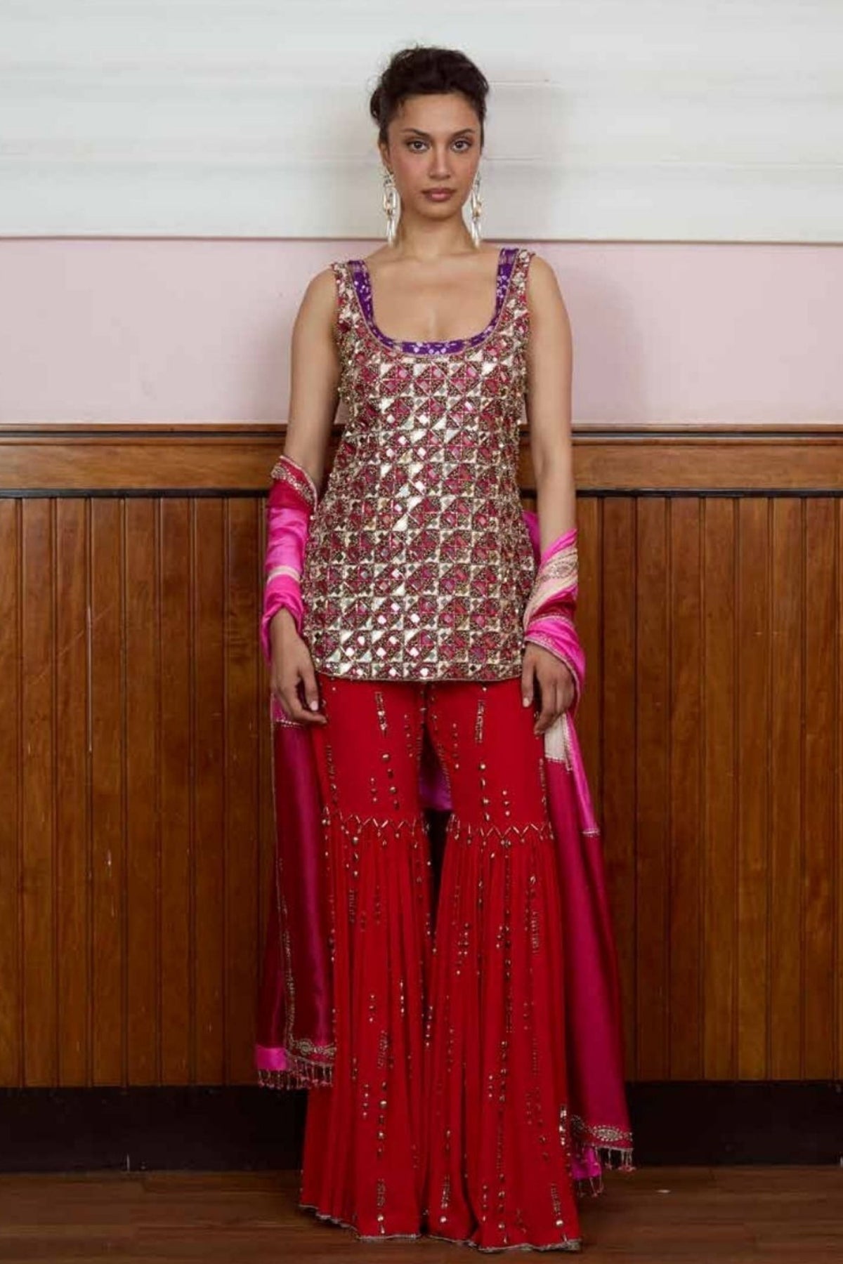 Aaina Pink Bandhani