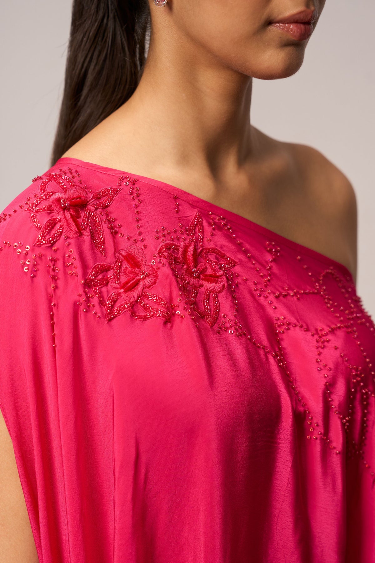 Rose Quartz One Shoulder Kaftan Set