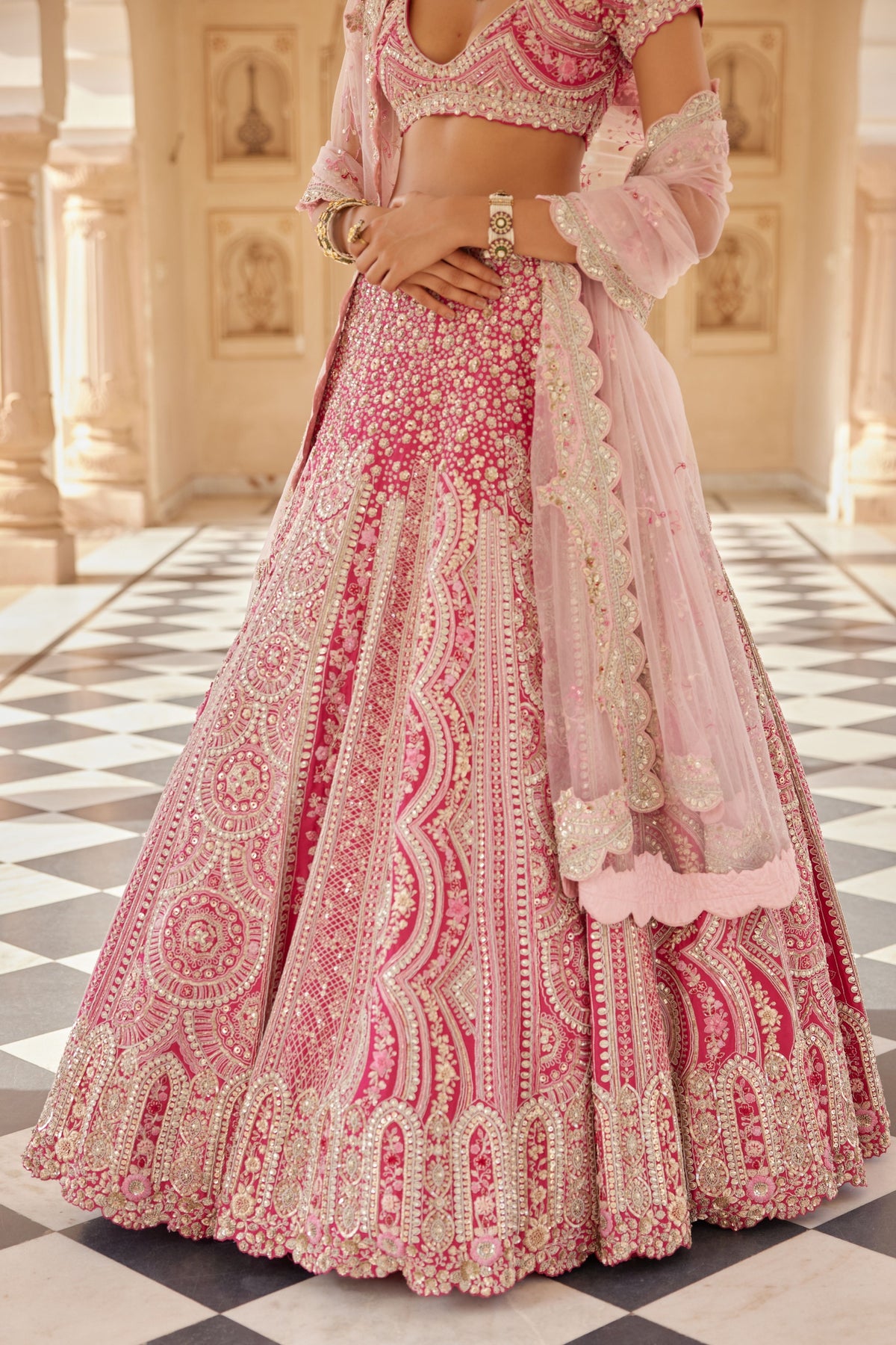 Scarlet Embroidered Lehenga Set