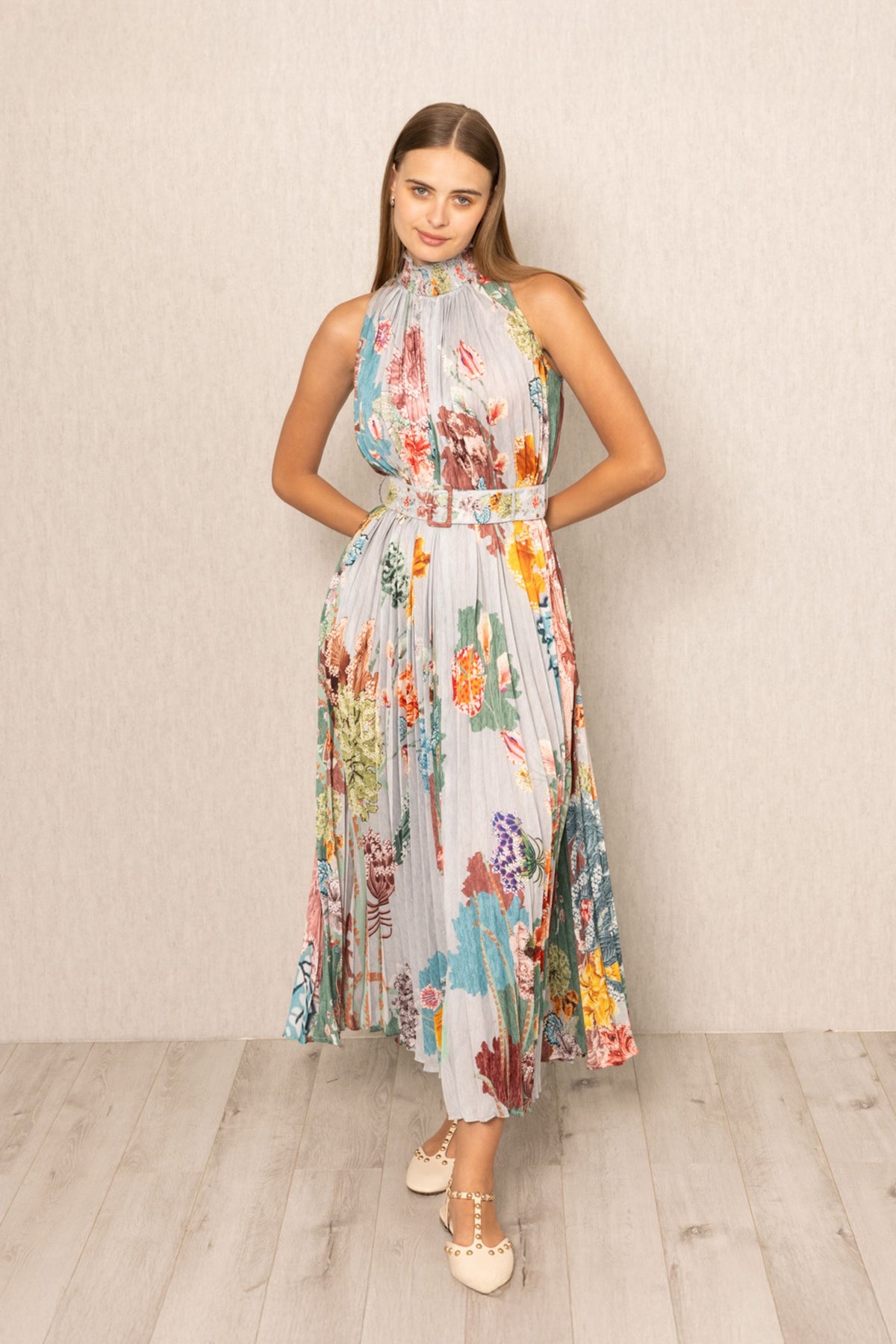 Malaga Pleated Maxi Dress