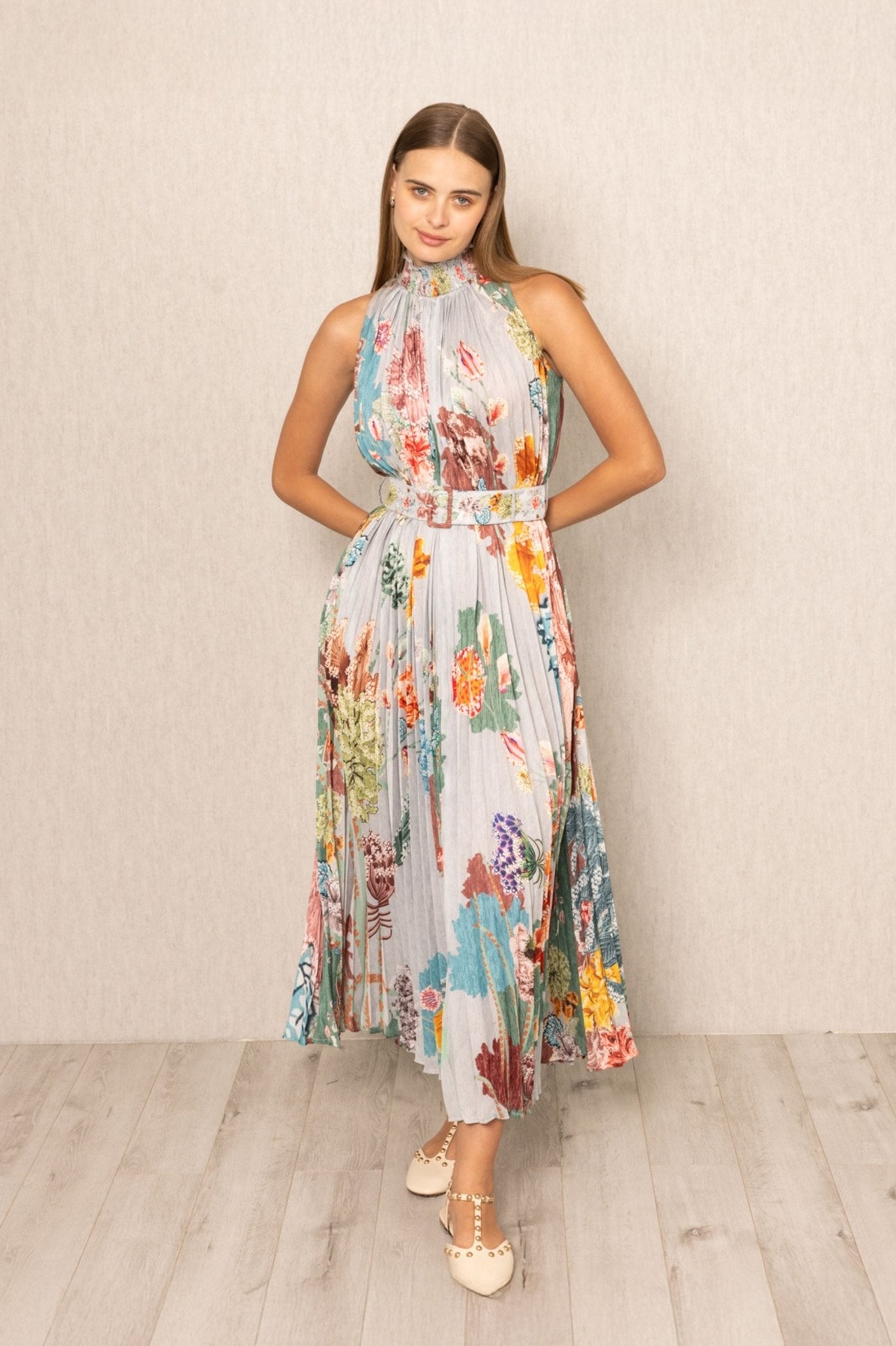 Malaga Pleated Maxi Dress - Ranna Gill - Elahe