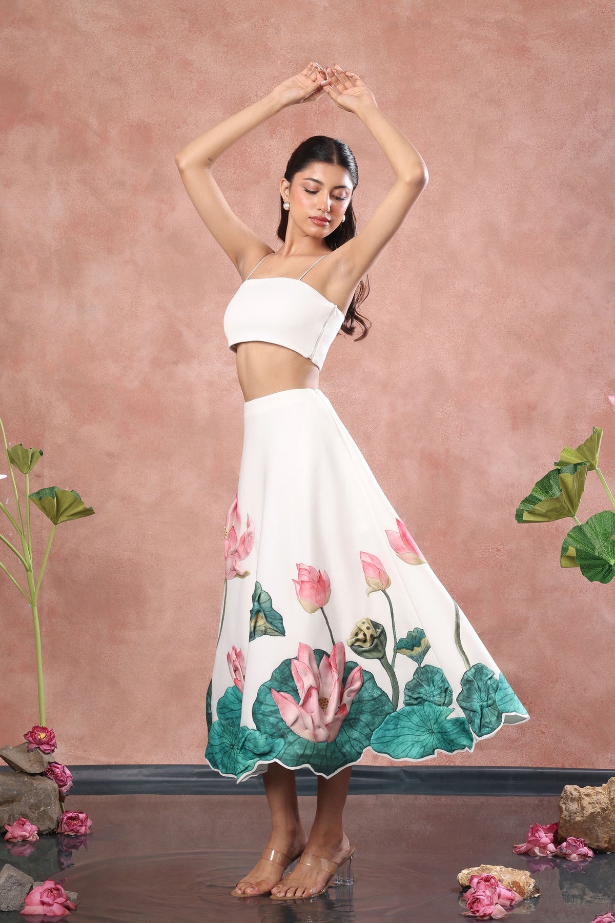 Printed Skirt Tube Top Flower Set