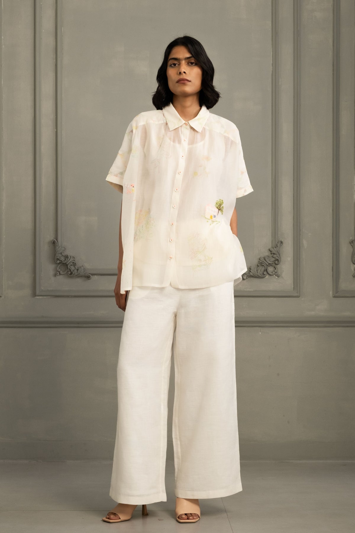 Ivory Chanderi Shirt Set