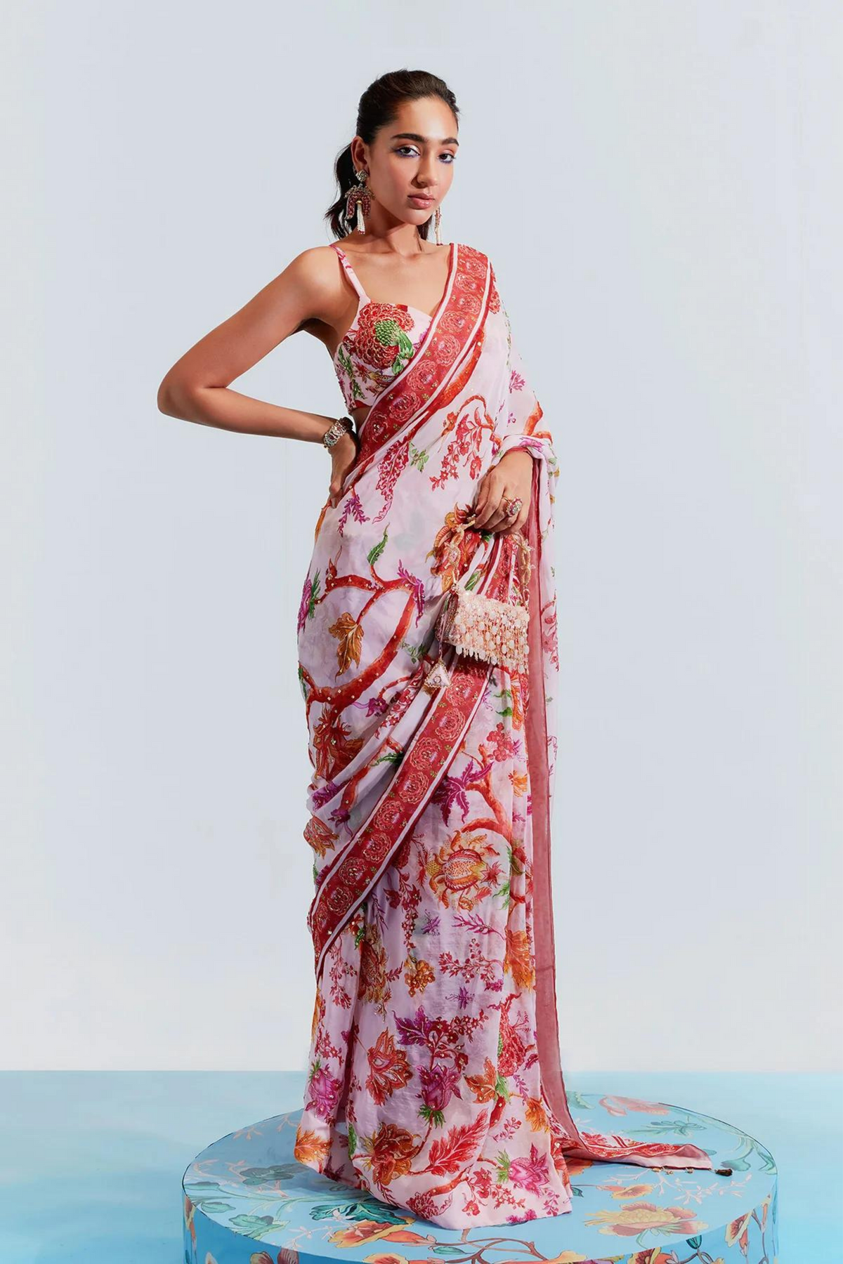 Aisha Blush Embroidered Saree