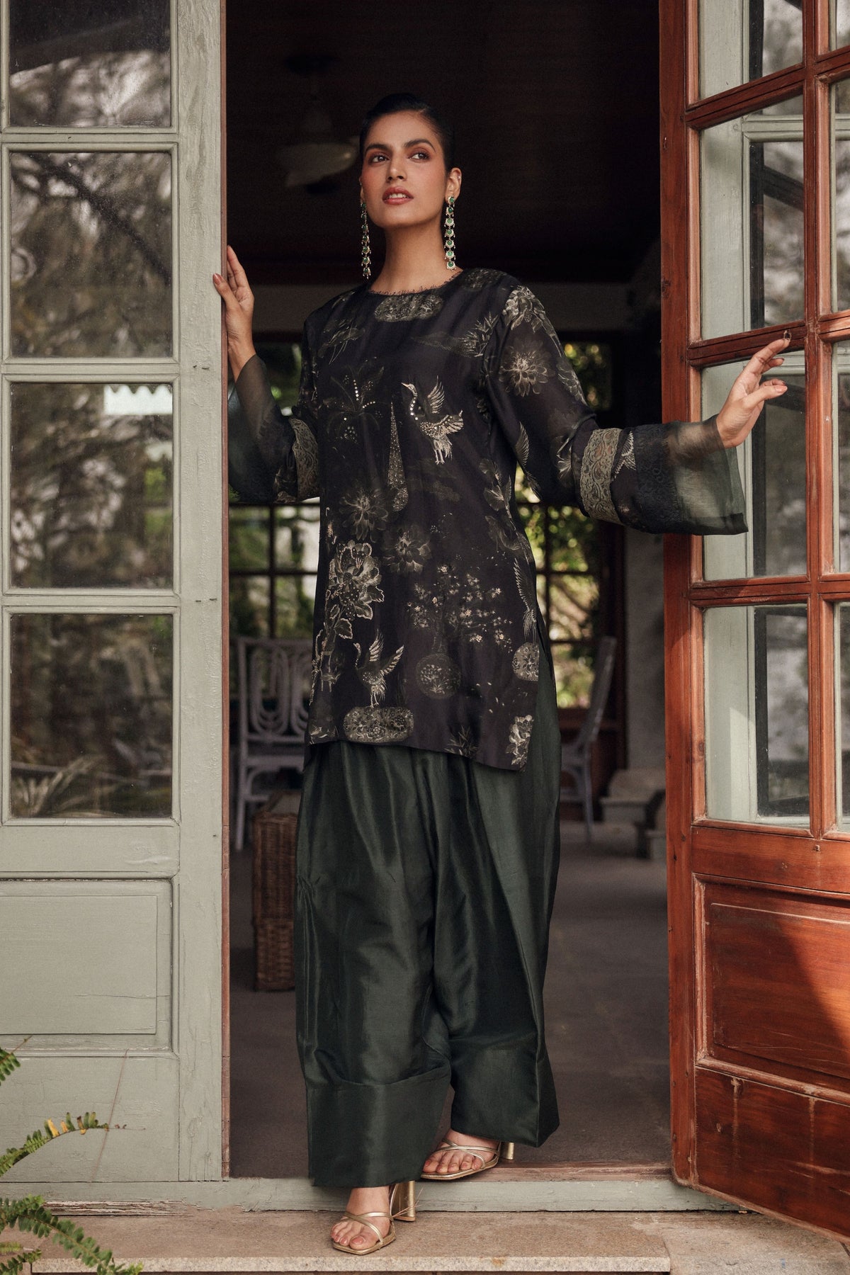 Olive Stitch Tunic With Salwar