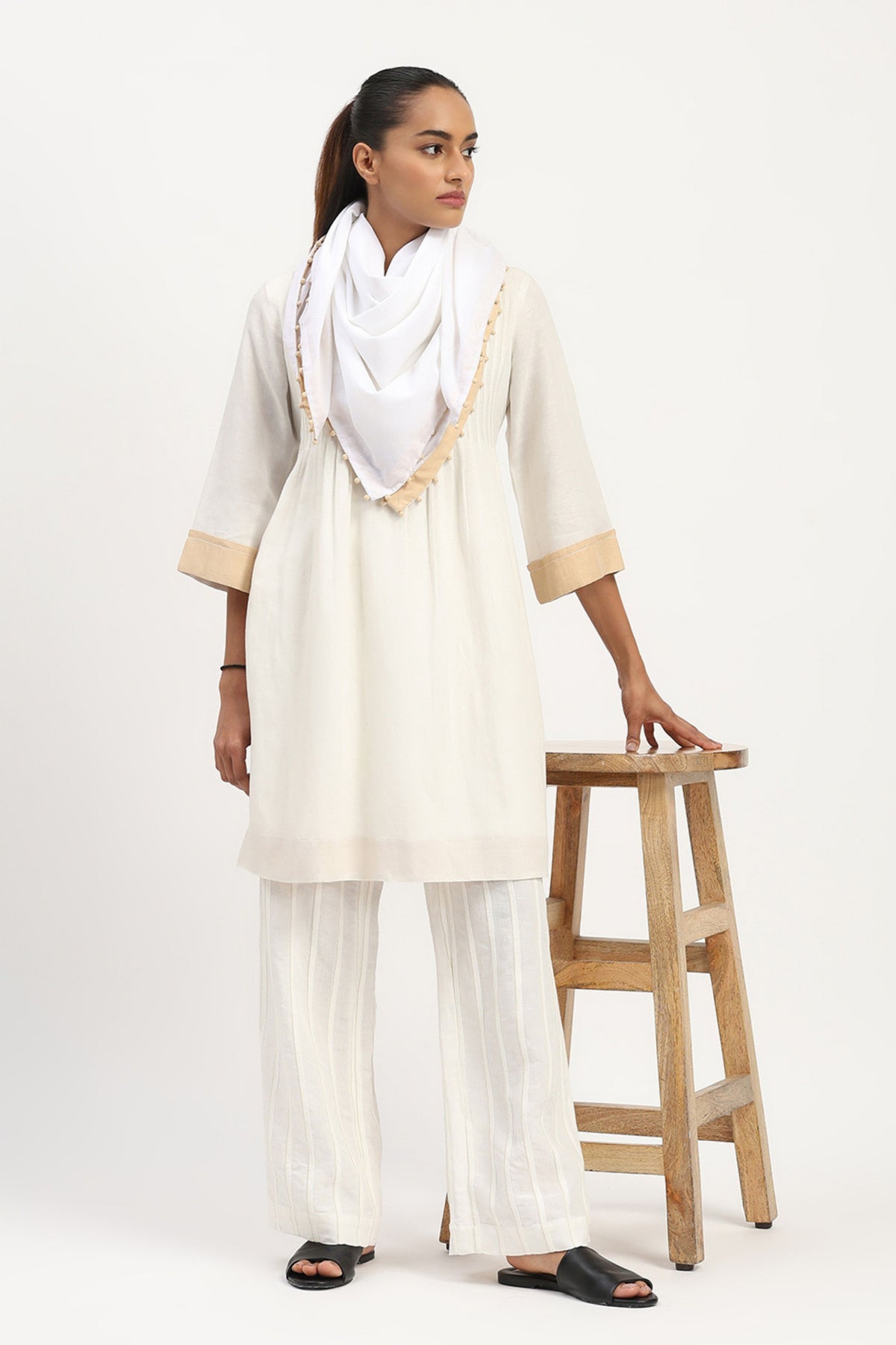 Pleated Linen Dress