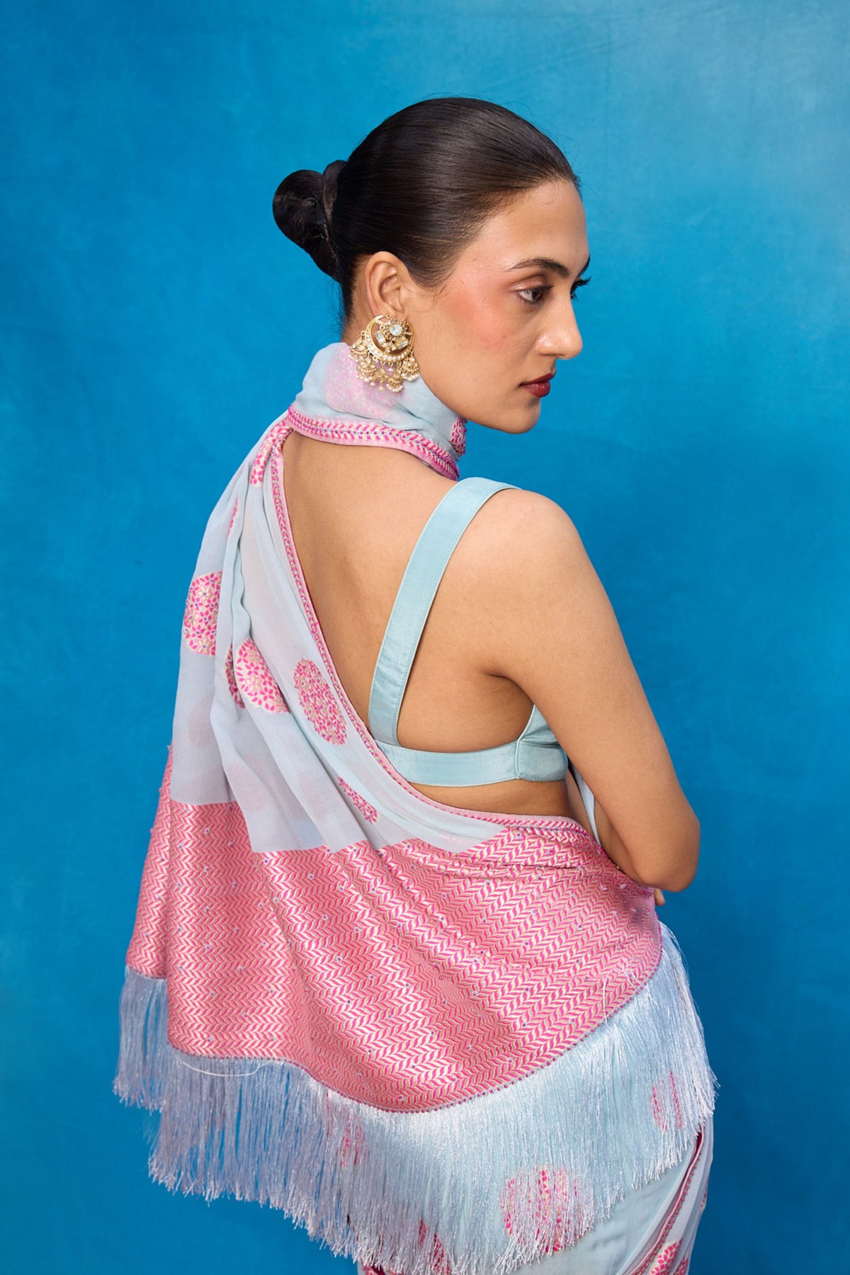 Handwoven Ice Blue Saree