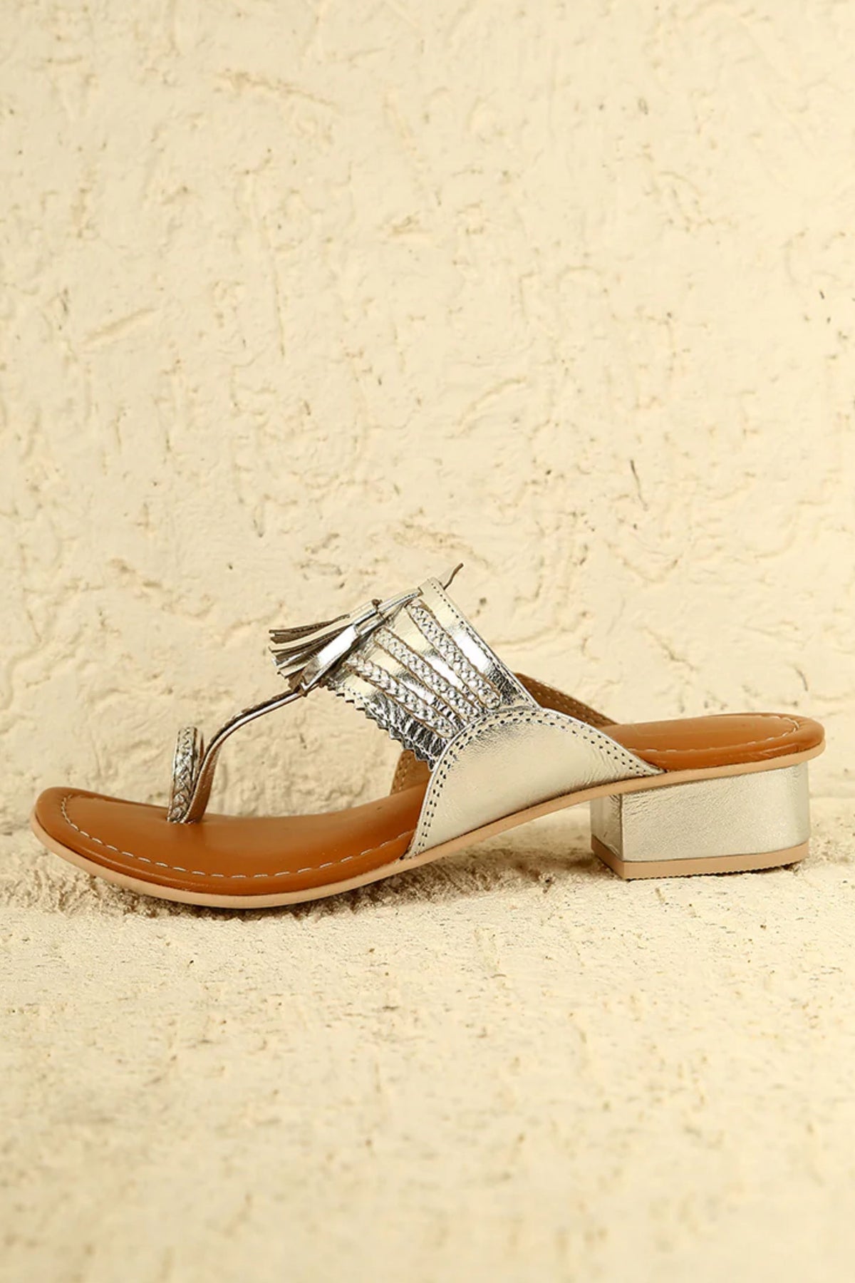 Chandni Silver Small Heel Sandals