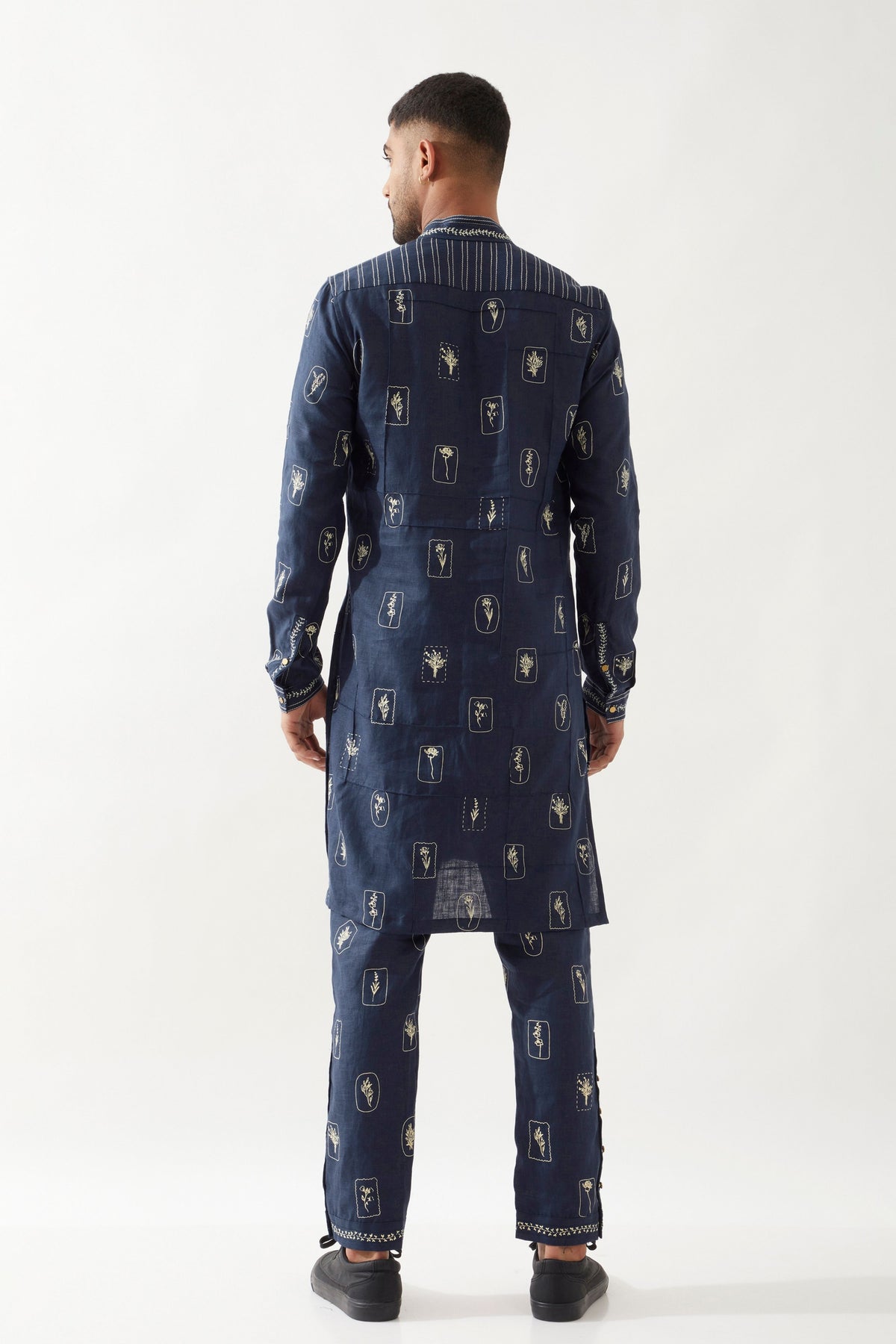 Slate Stamp Navy Kurta Set