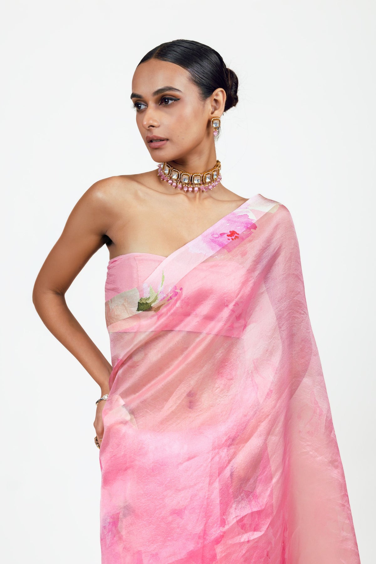 Alea Pink Organza Saree