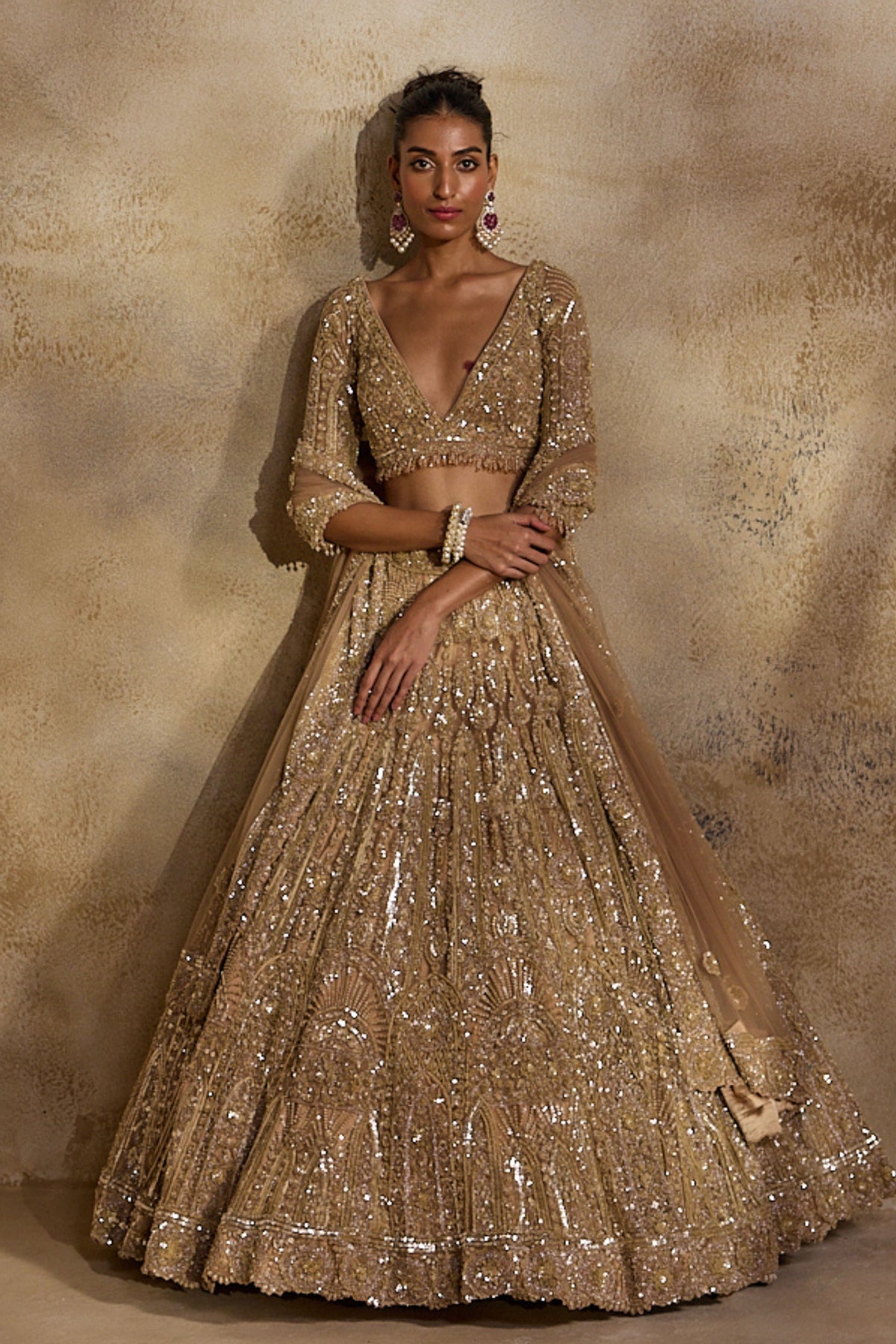 Champagne  Gold Lehenga Set