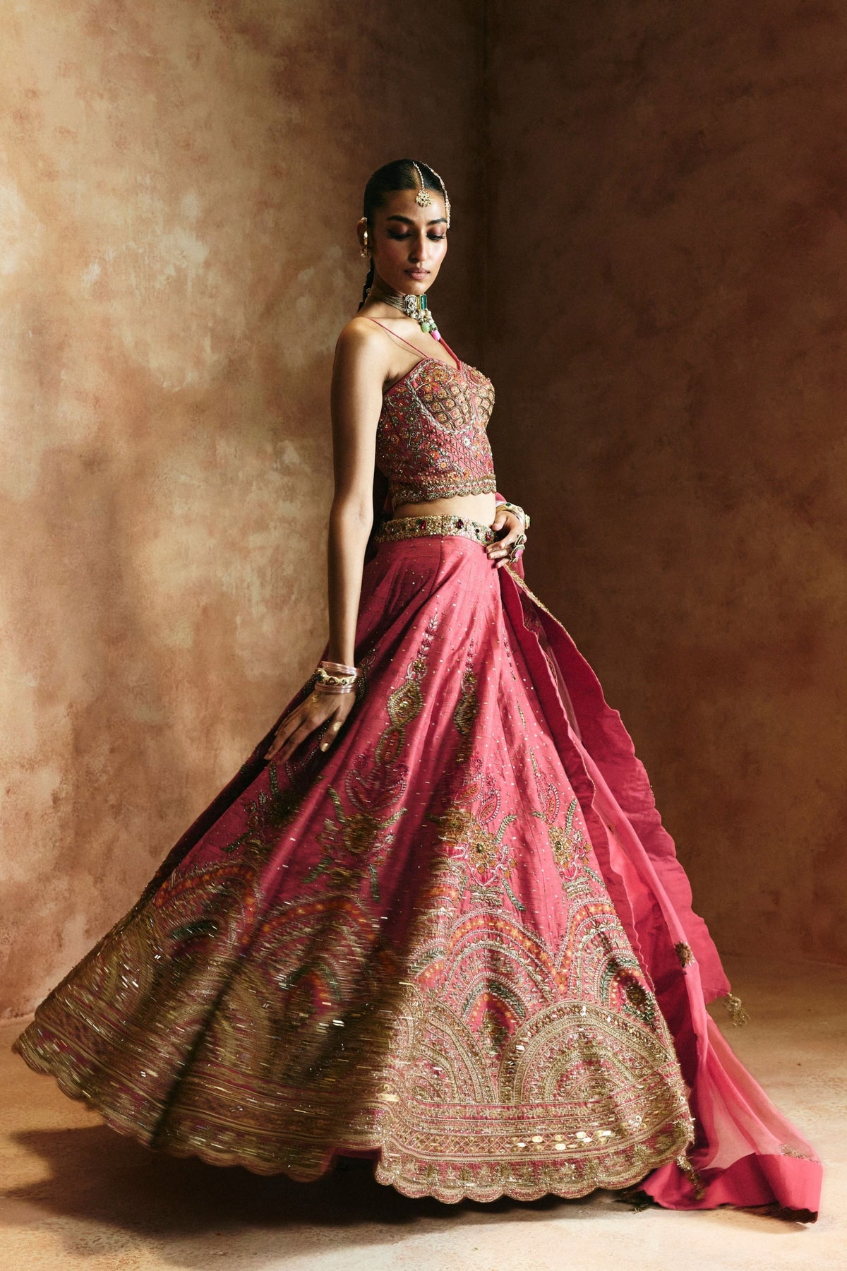 Carrot Zardozi Sindh Lehenga Set