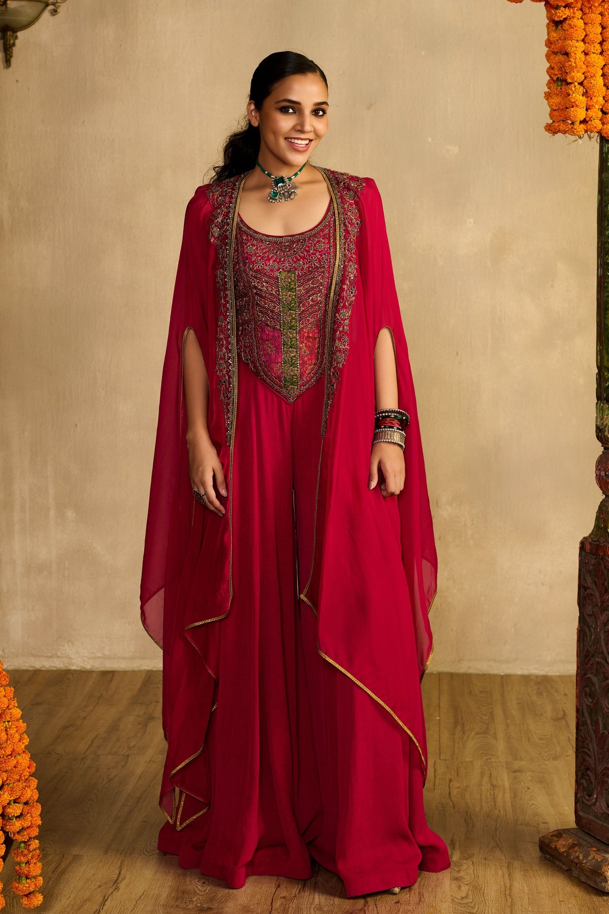 Rani Pink Jumpsuit With Cape