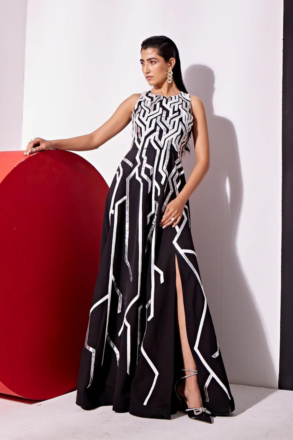 Halter-style Metallic Gown