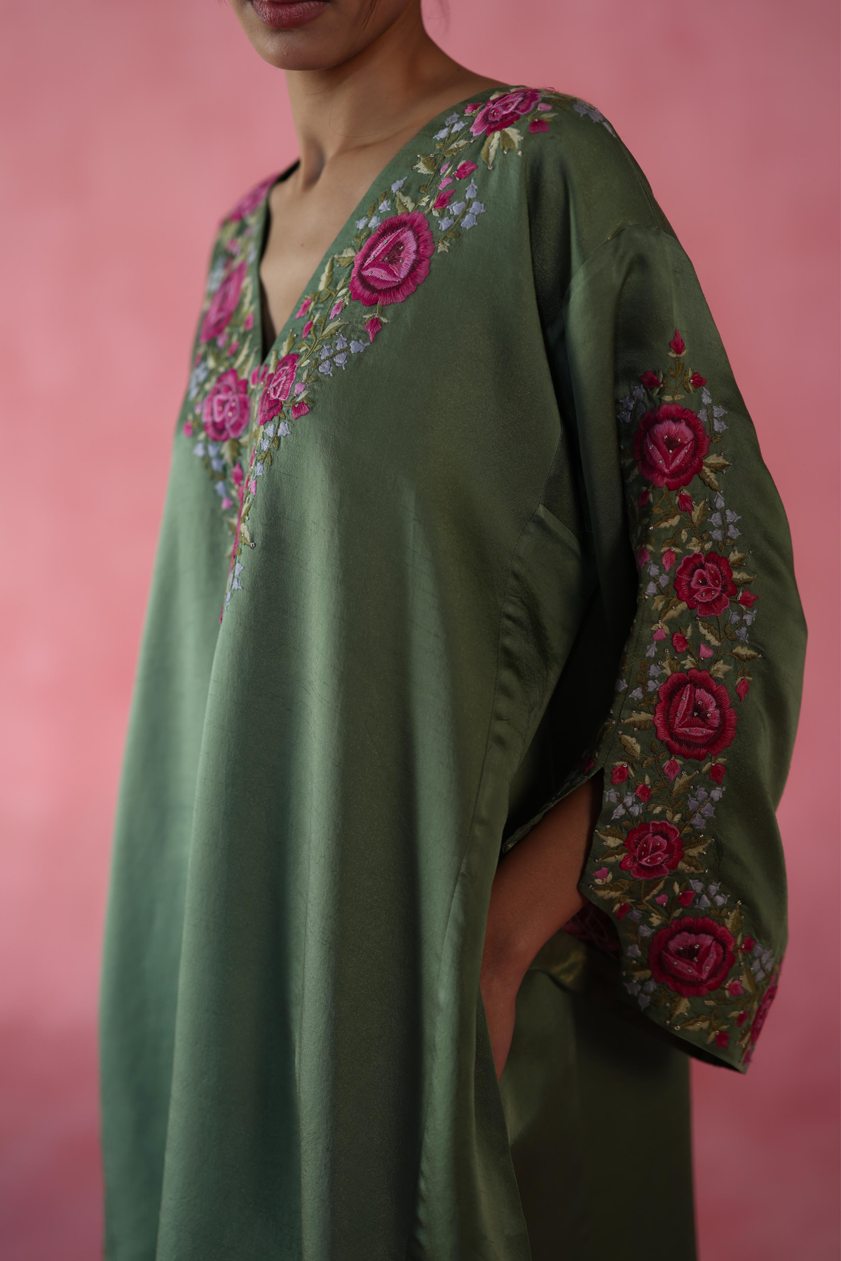 Green Sheermal Kaftan
