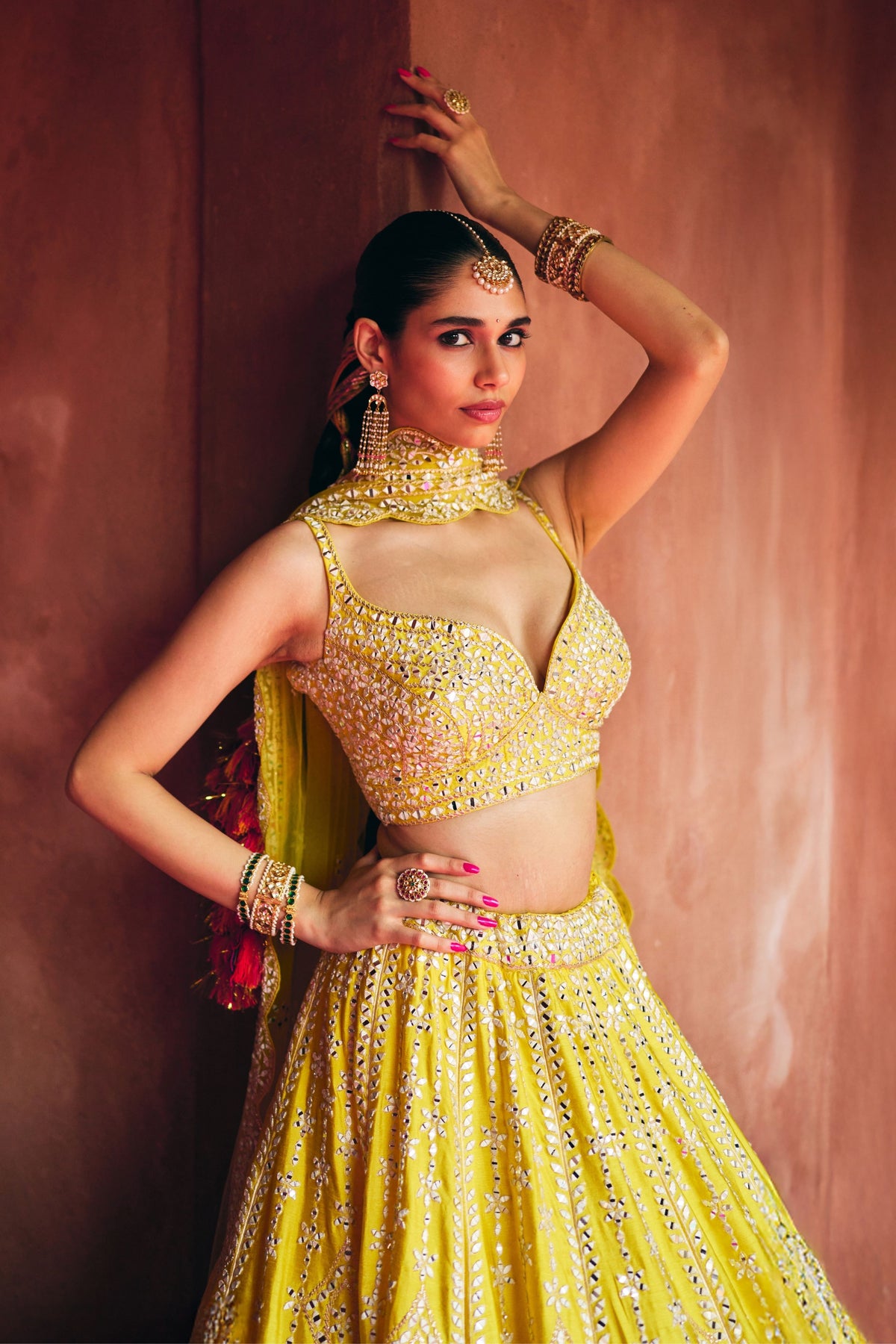 Yellow Silk Lehenga Set