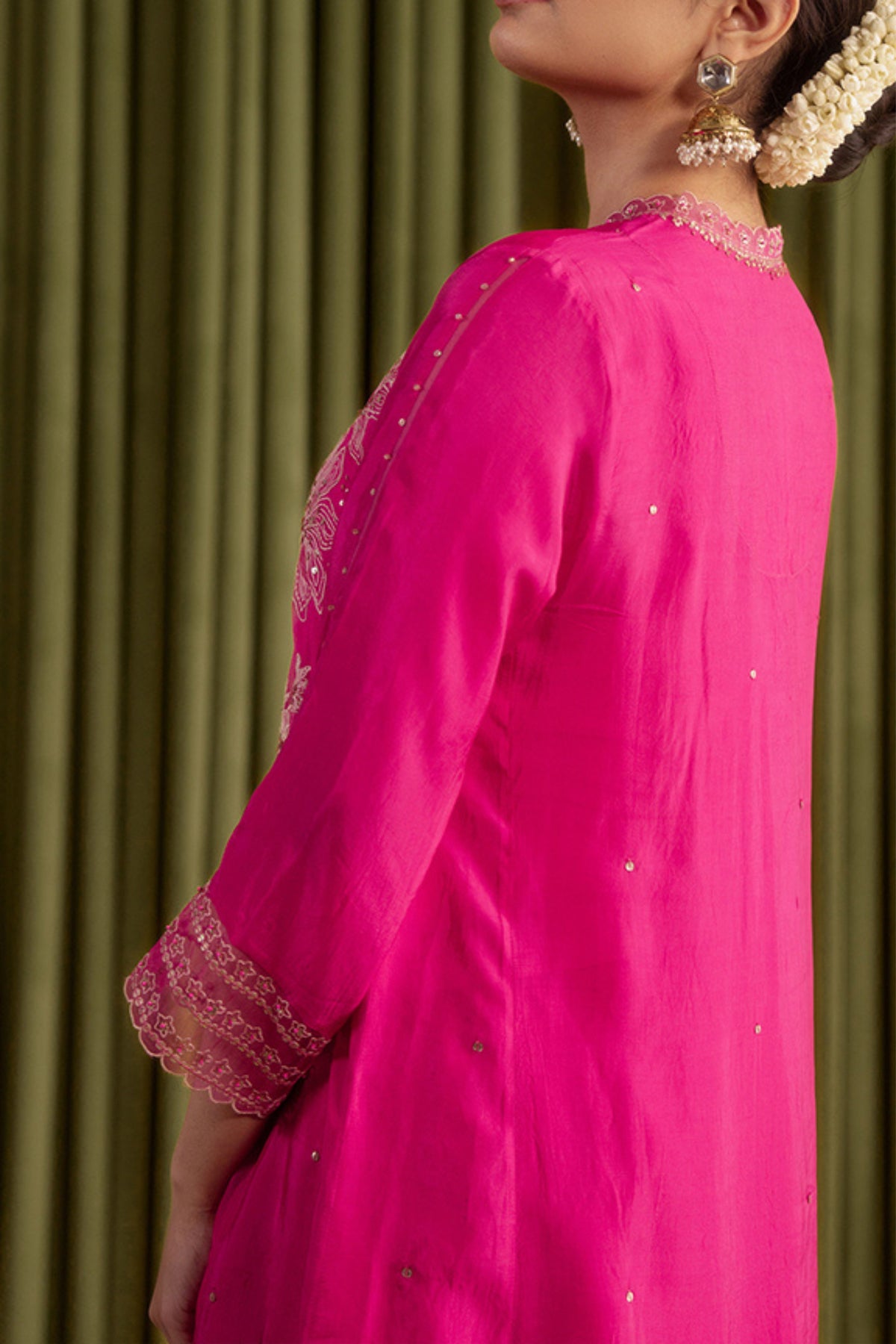Hot Pink Embroidery Kurta Set