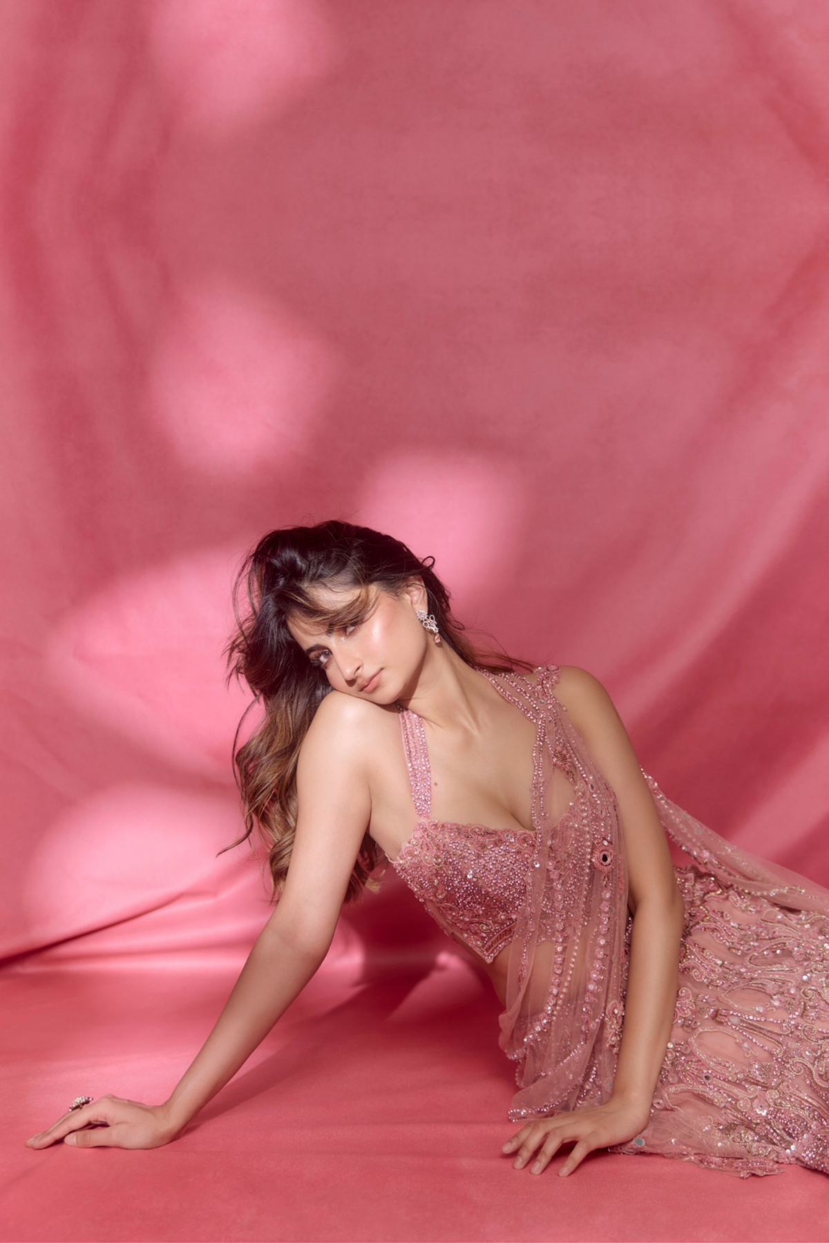 Palak Tiwari in Blush Aurora Bridal Lehenga Set