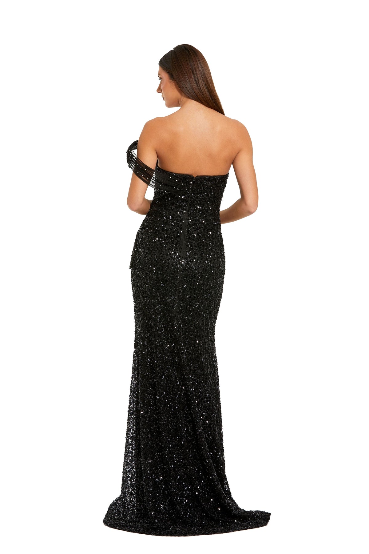 Black Gown With Sculptural Drape