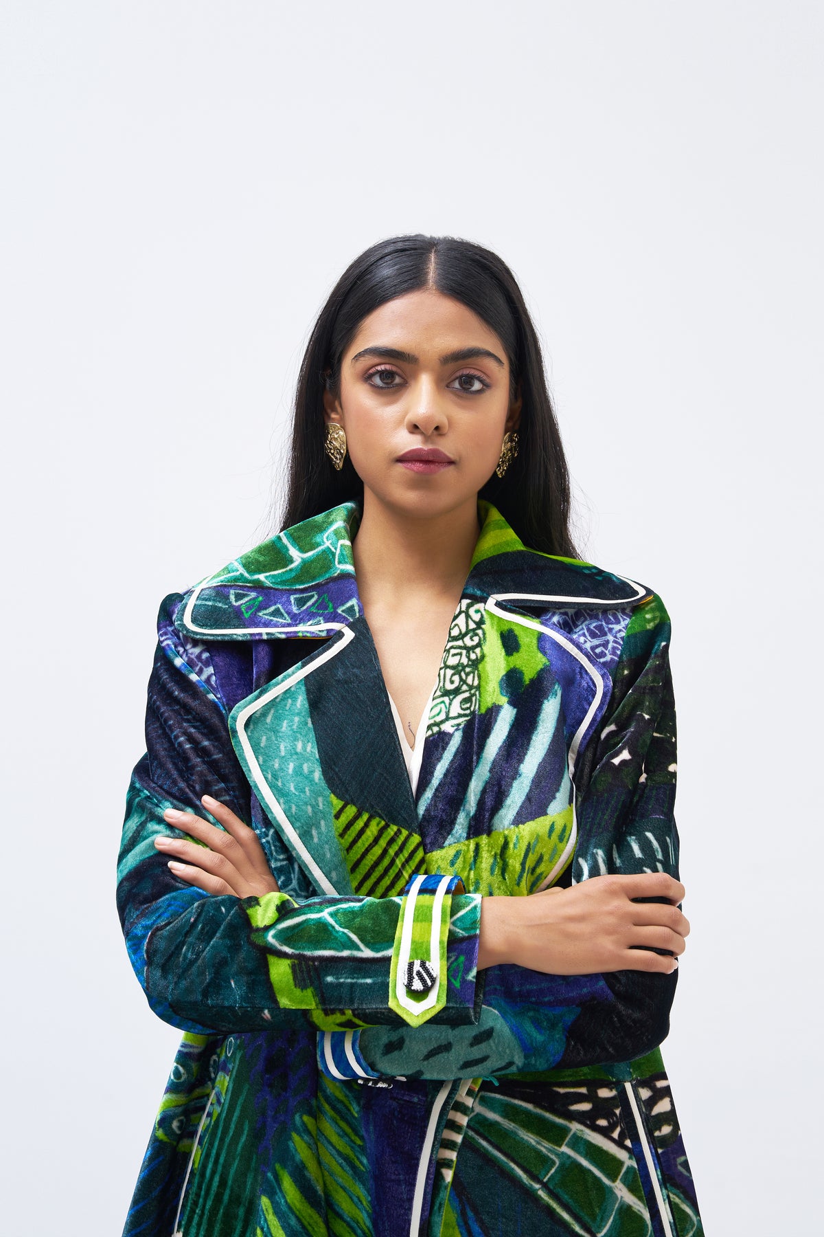 Guinea Silk Velvet Trench Jacket