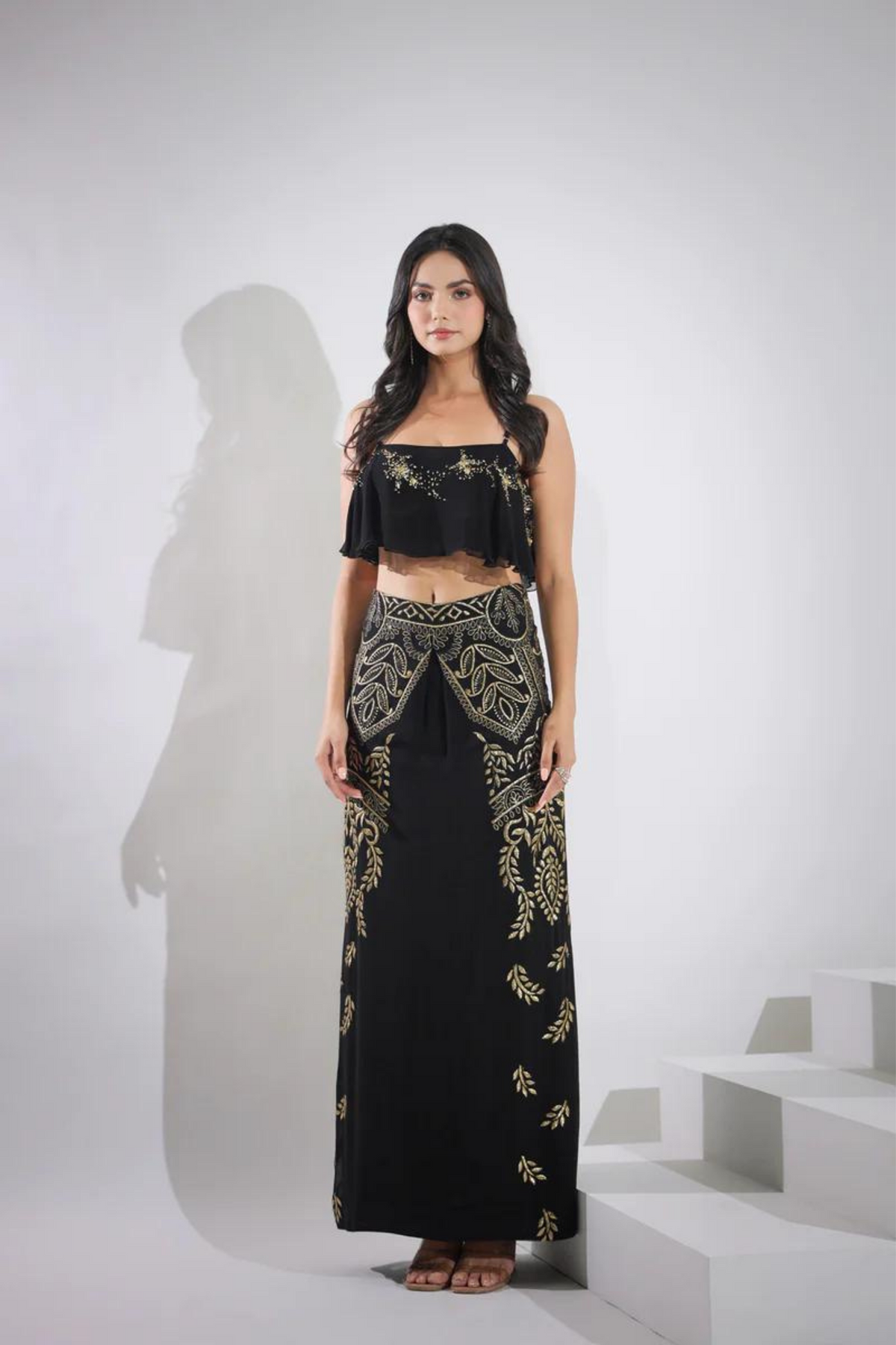 Black Georgette Co-ord Set
