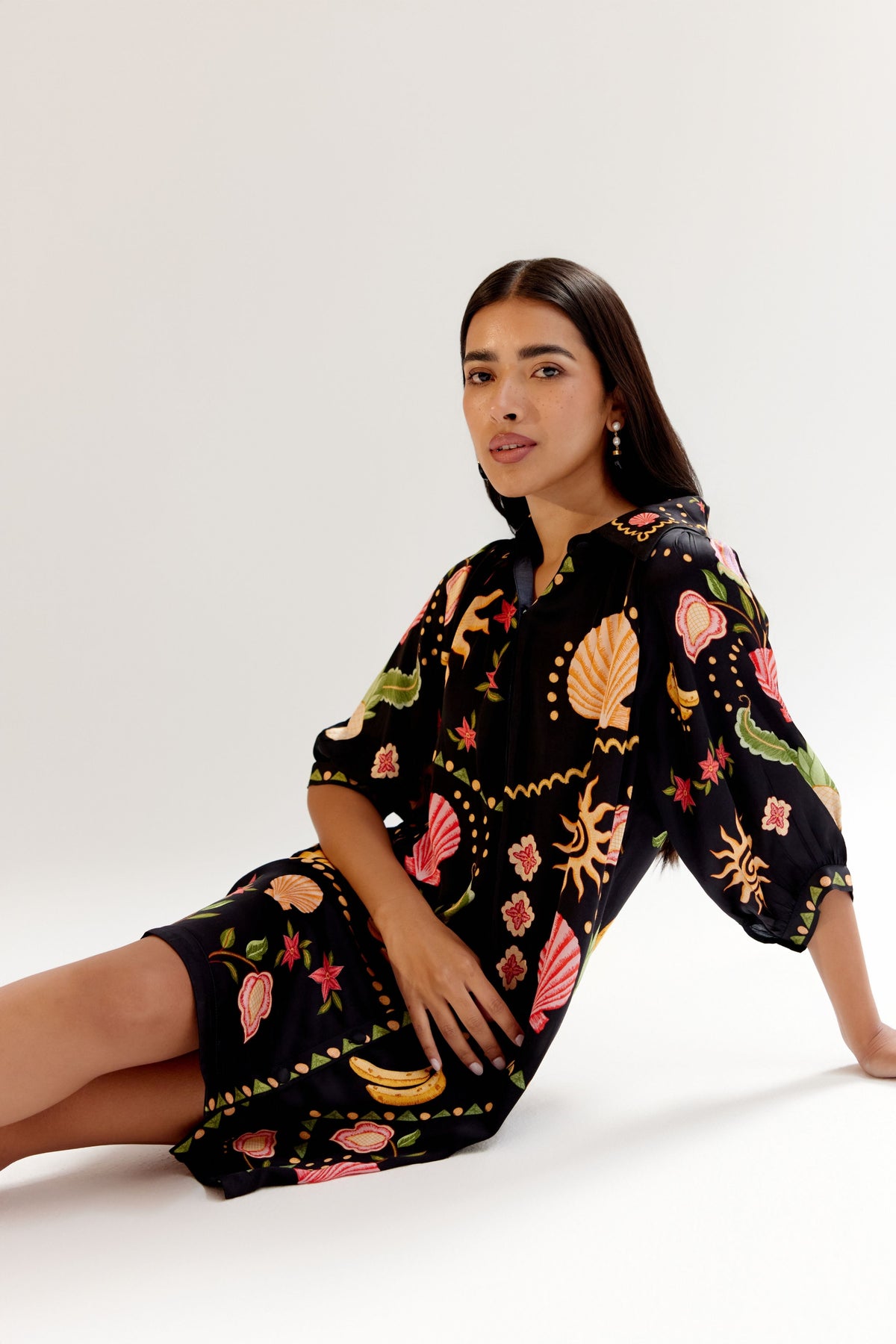Seashell Black Rosa Mini Dress