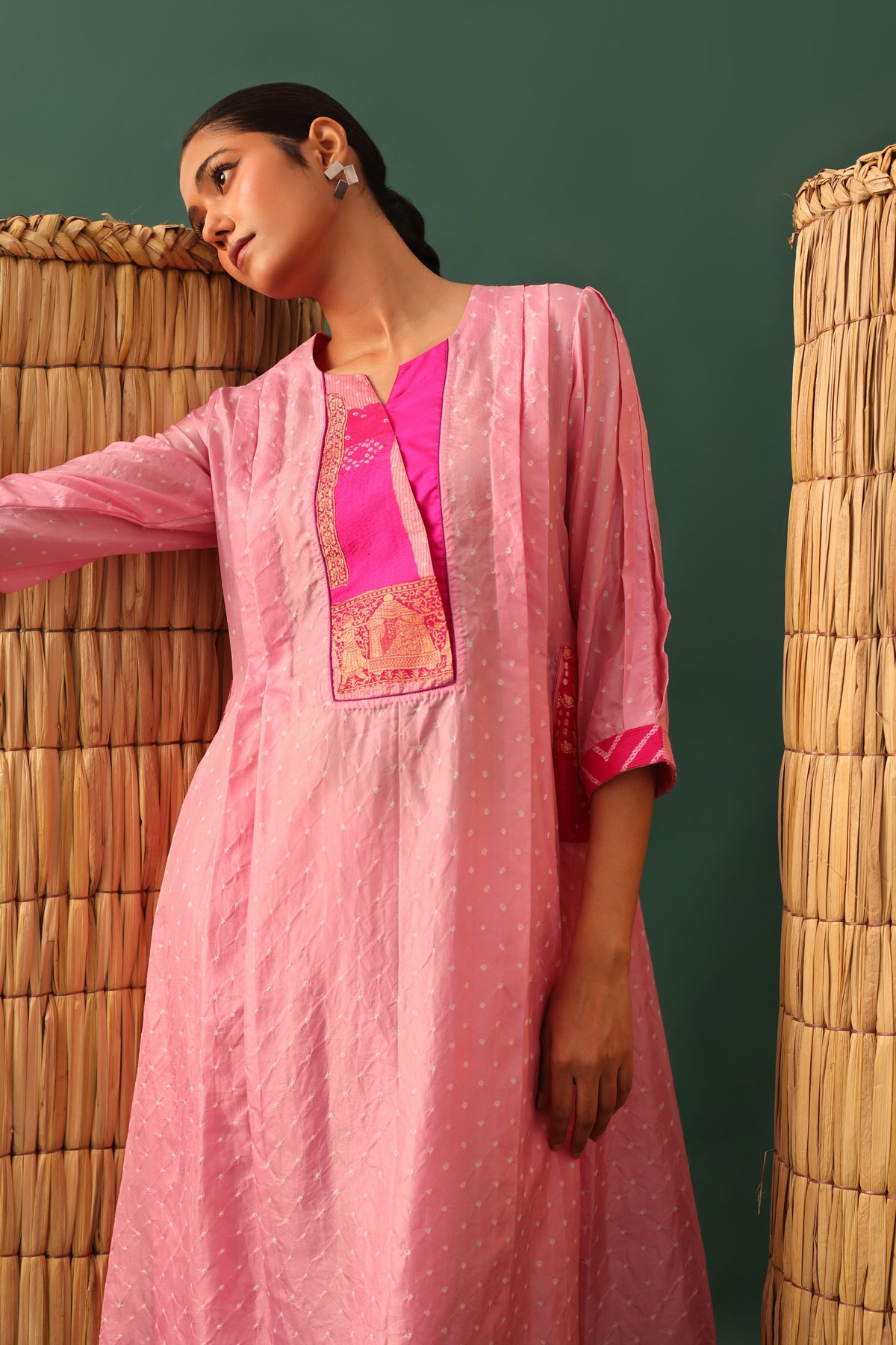 Pink Bandhani Kurta Set